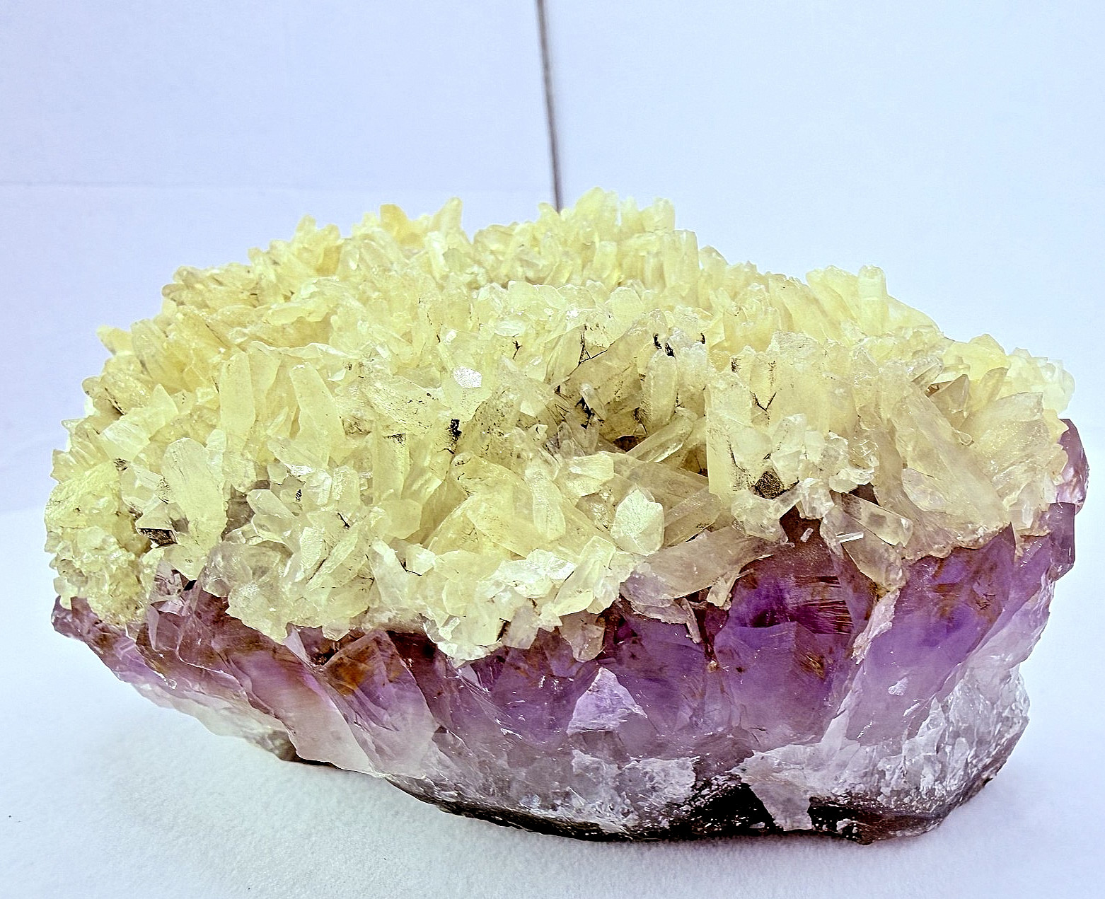 Rare Purple Amethyst Yellow Calcite Cluster Brazil 4.8″ Display