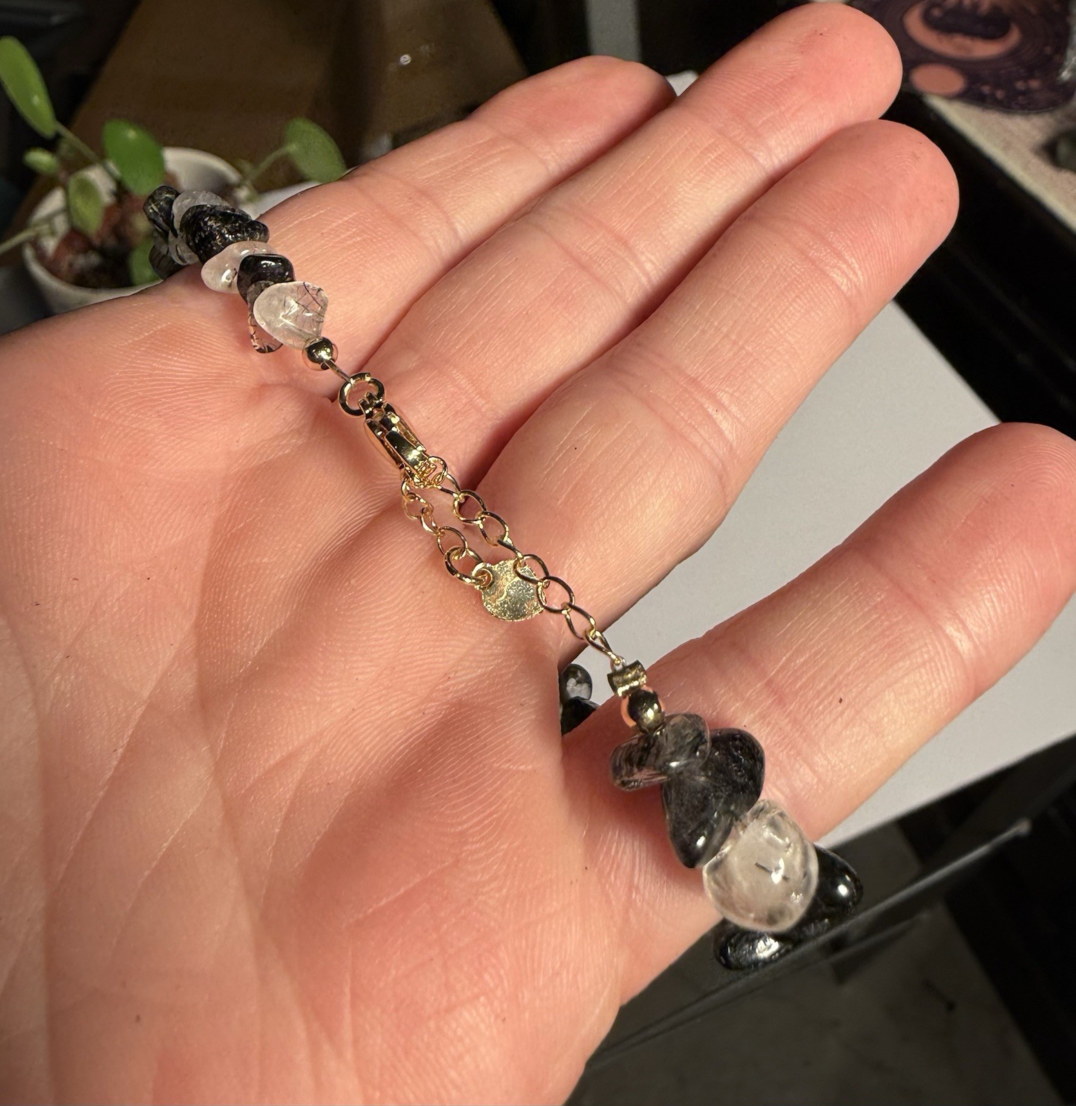 Tourmaline Crystal Chip Adjustable Bracelet, Lobster Clasp, Natural Gemstones