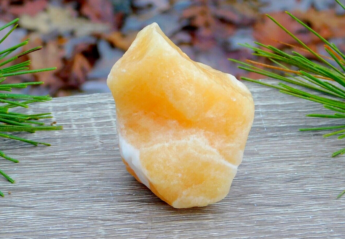 Orange Calcite Natural Rough Raw Stone 211g Solar Sacral Chakra Energy Healing