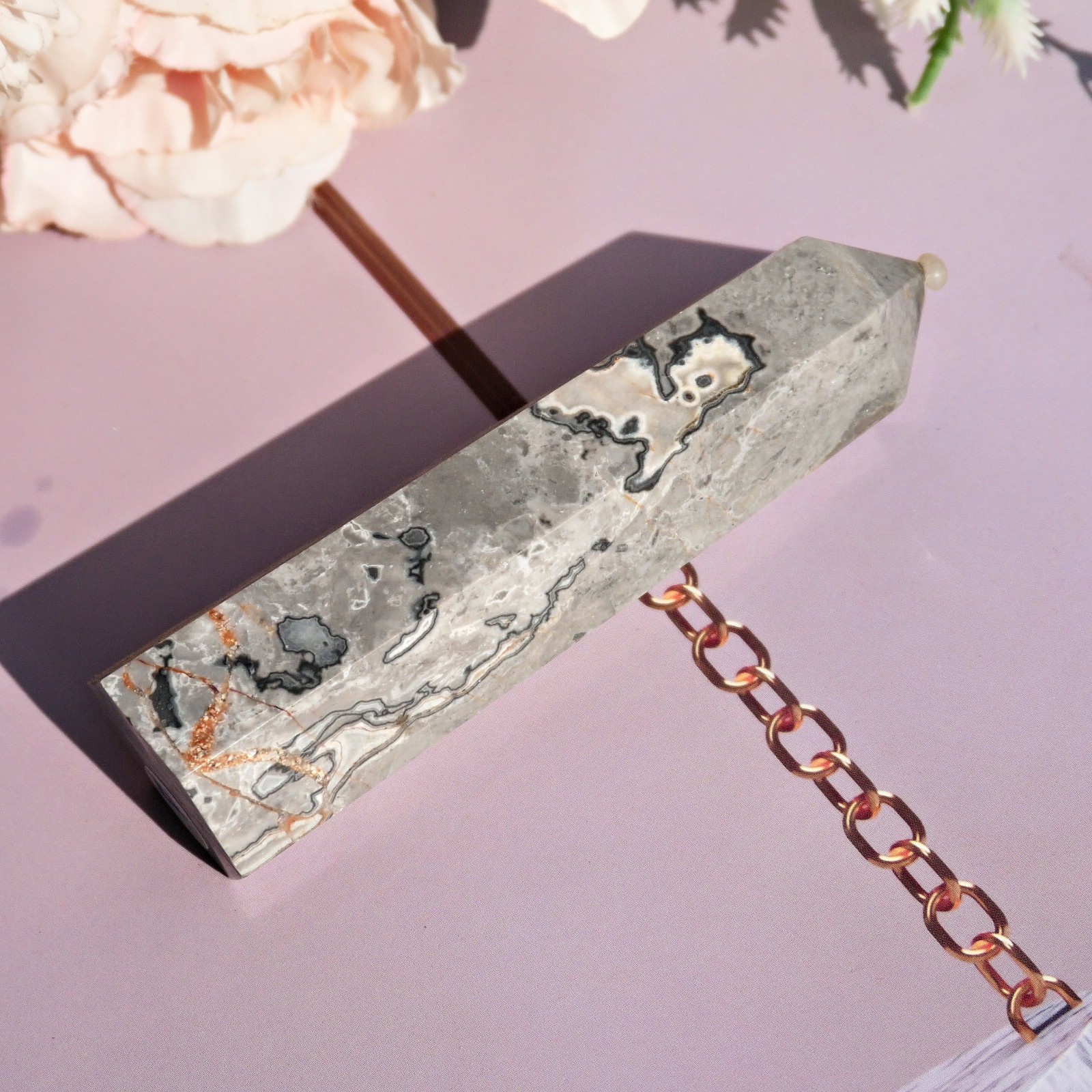 3.5″ Picasso Jasper Point Crystal Tower Natural Healing Stone Reiki Chakra 1PC