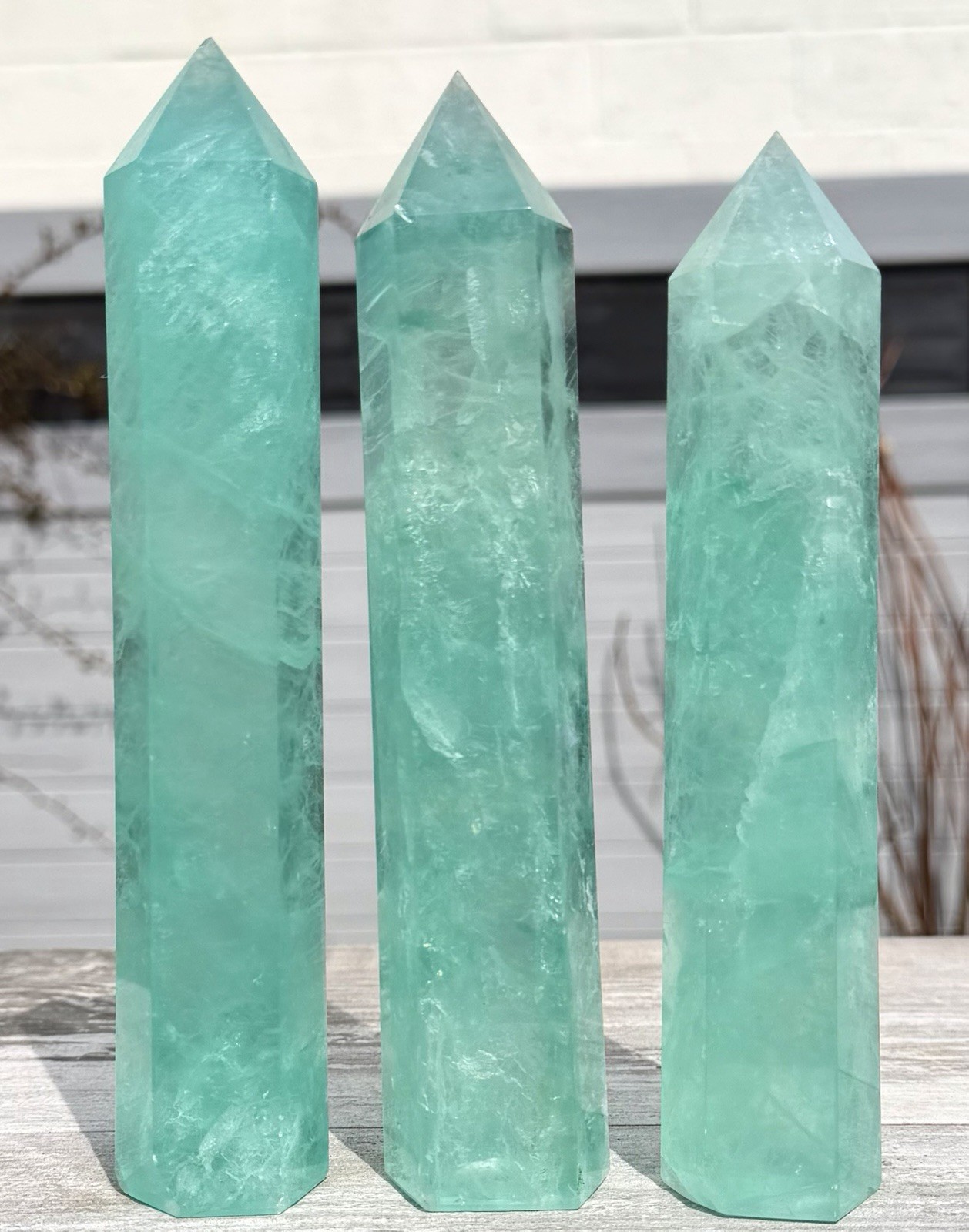 Wholesale 3-4 PCs Mint Green Fluorite Tower Obelisk Point Natural Crystal Energy