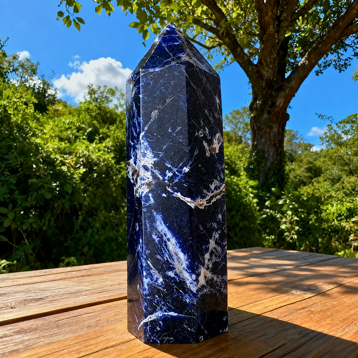 Natural Sodalite Quartz Crystal Tower Obelisk Wand Mineral Specimen Collector