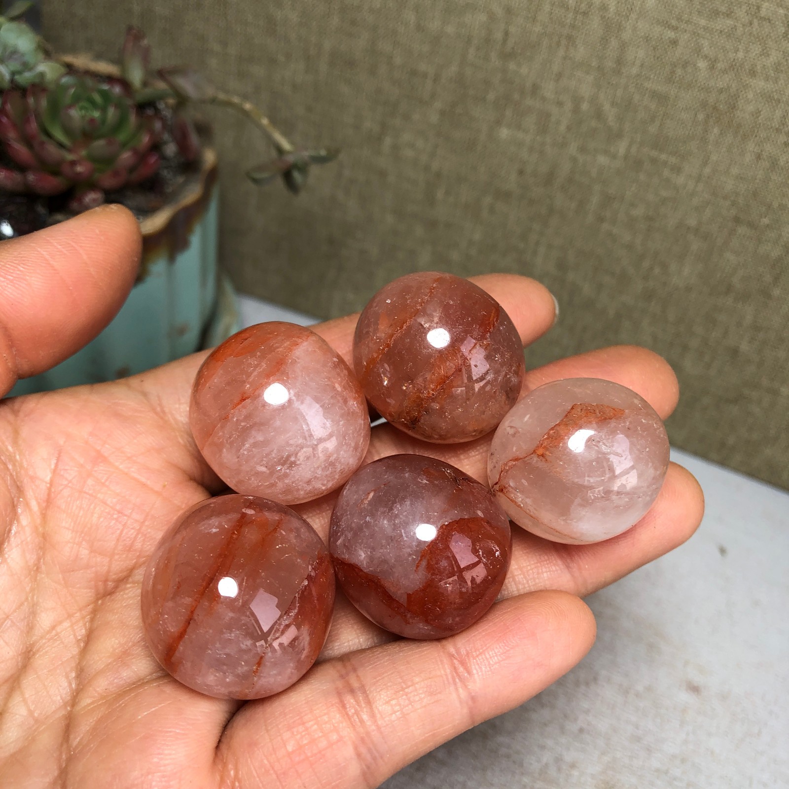 5pcs Natural Red gum flower semi-precious Crystal specimens 111g A3579