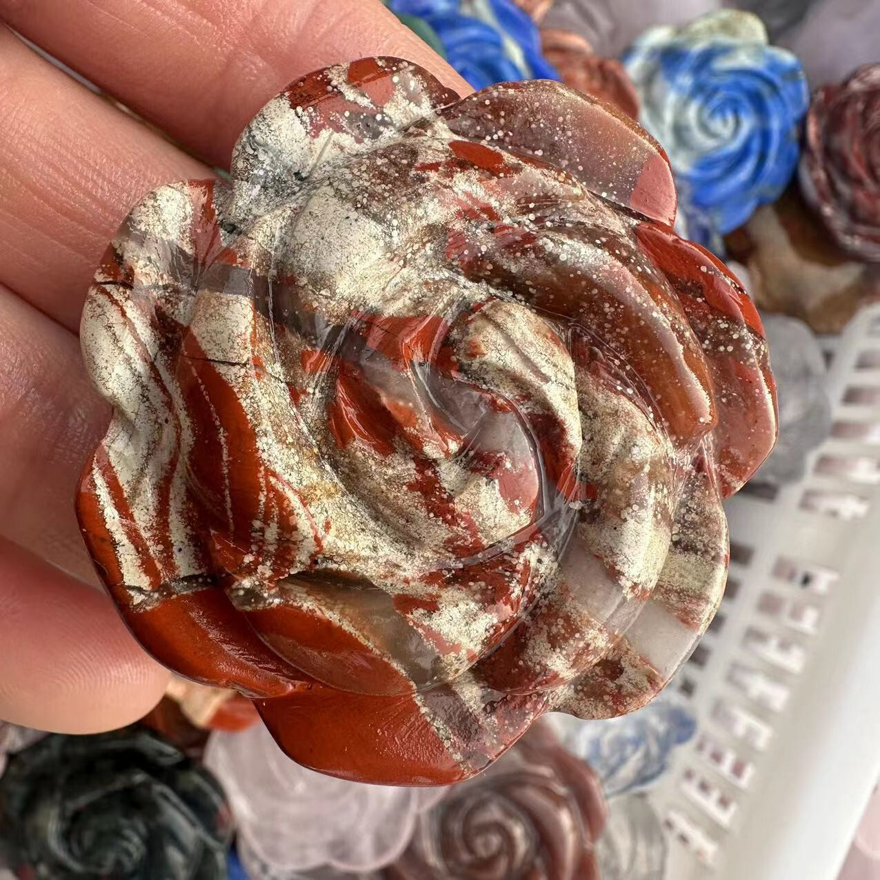 2″ Natural Mix Quartz hand Carved Crystal rose flower reiki Healing random 1pc