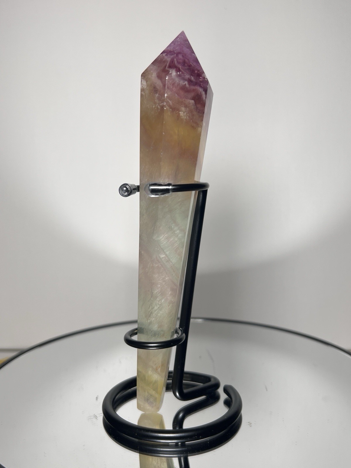 Fluorite 4 Piece Set – Wand, Tower, Hulu Carving, & Sphere (33mm)