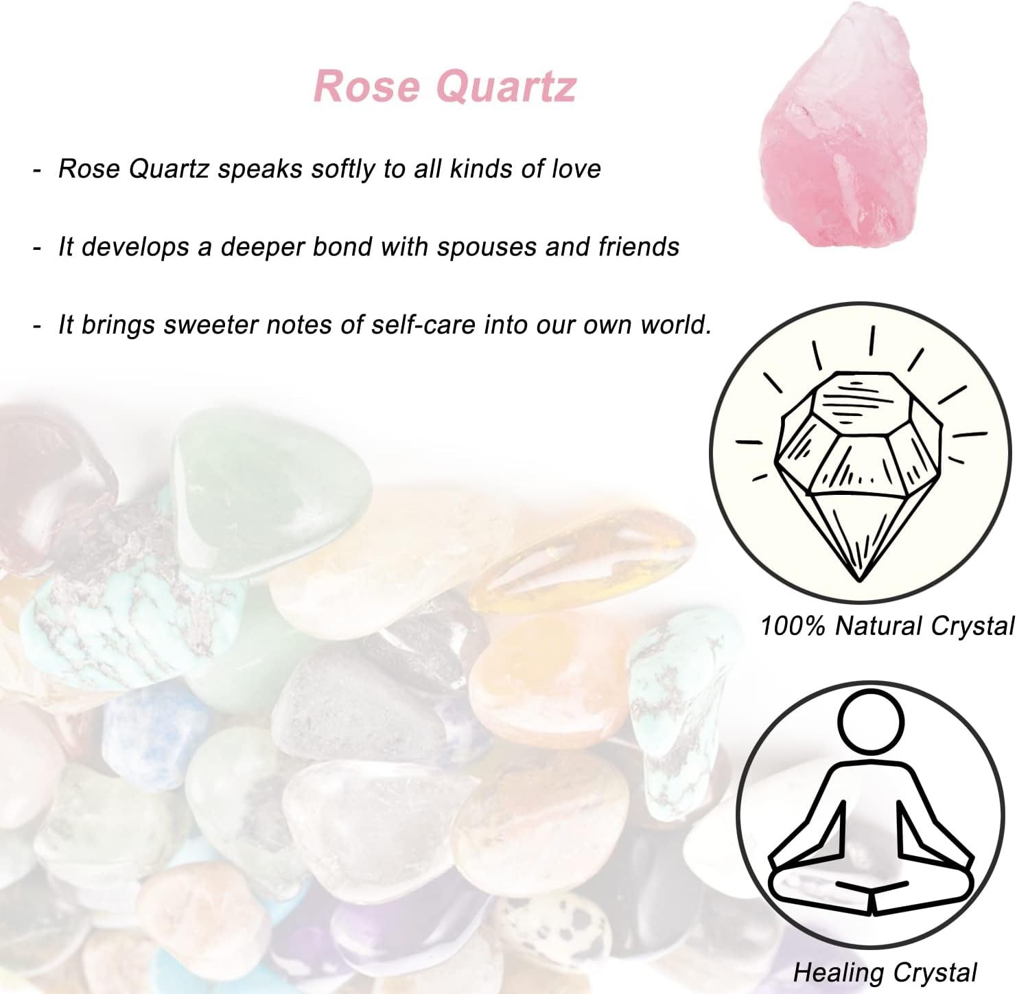 Rose Quartz Raw Crystals, Large 1.25-2.0″ Healing Crystals Natural Rough Stones