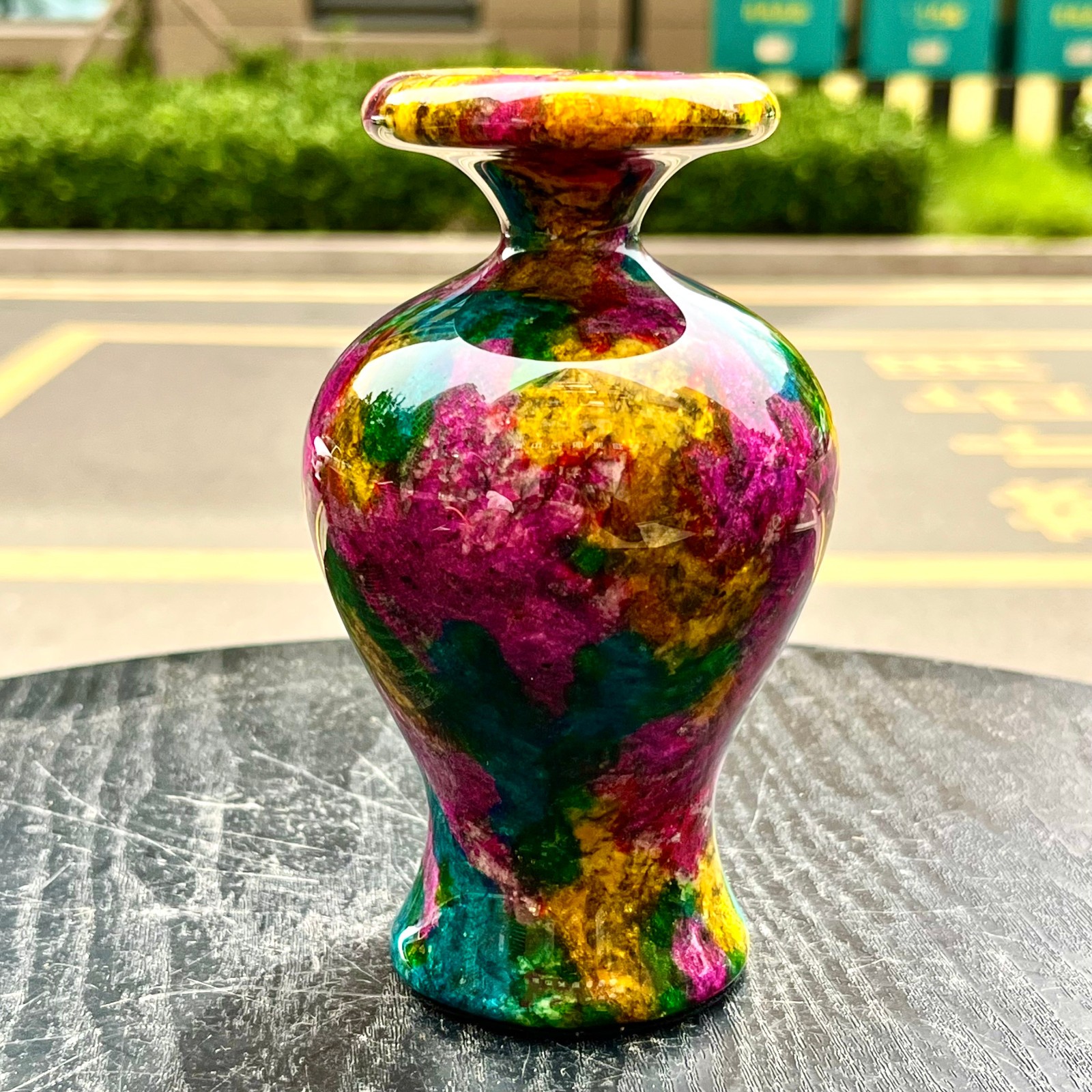 1.94LB Natural “Seven Colors Jade” vase specimen -Taiwan China