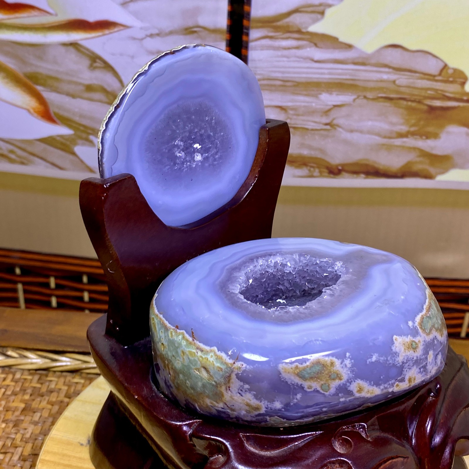 4.49LB Natural amethyst Agate Treasure Basin Quartz Geode cluster Healing decor
