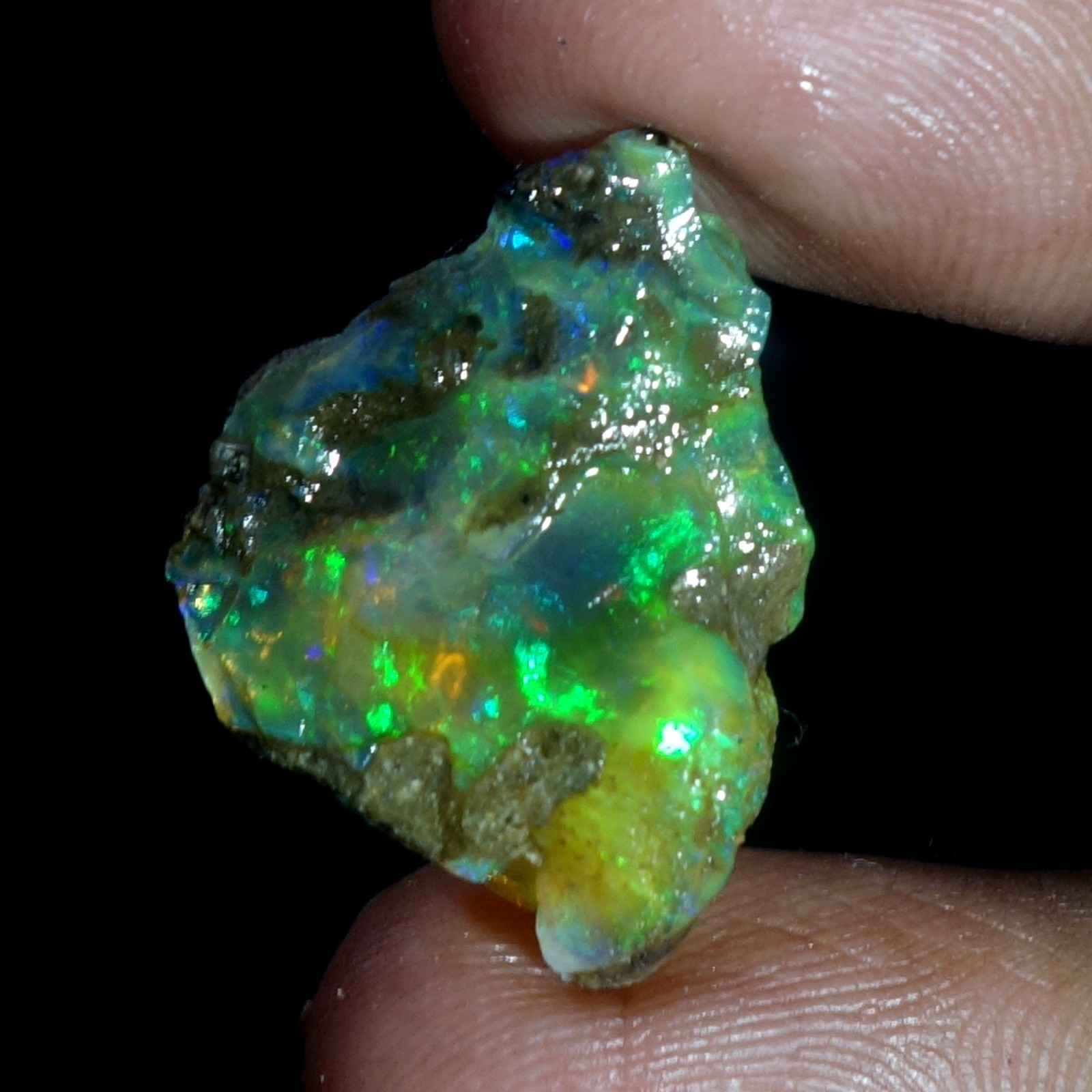 AA+ Ethiopian Oli Opal Rough Entreated Welo Opal Multi Fire Color Flash 12.30Cts