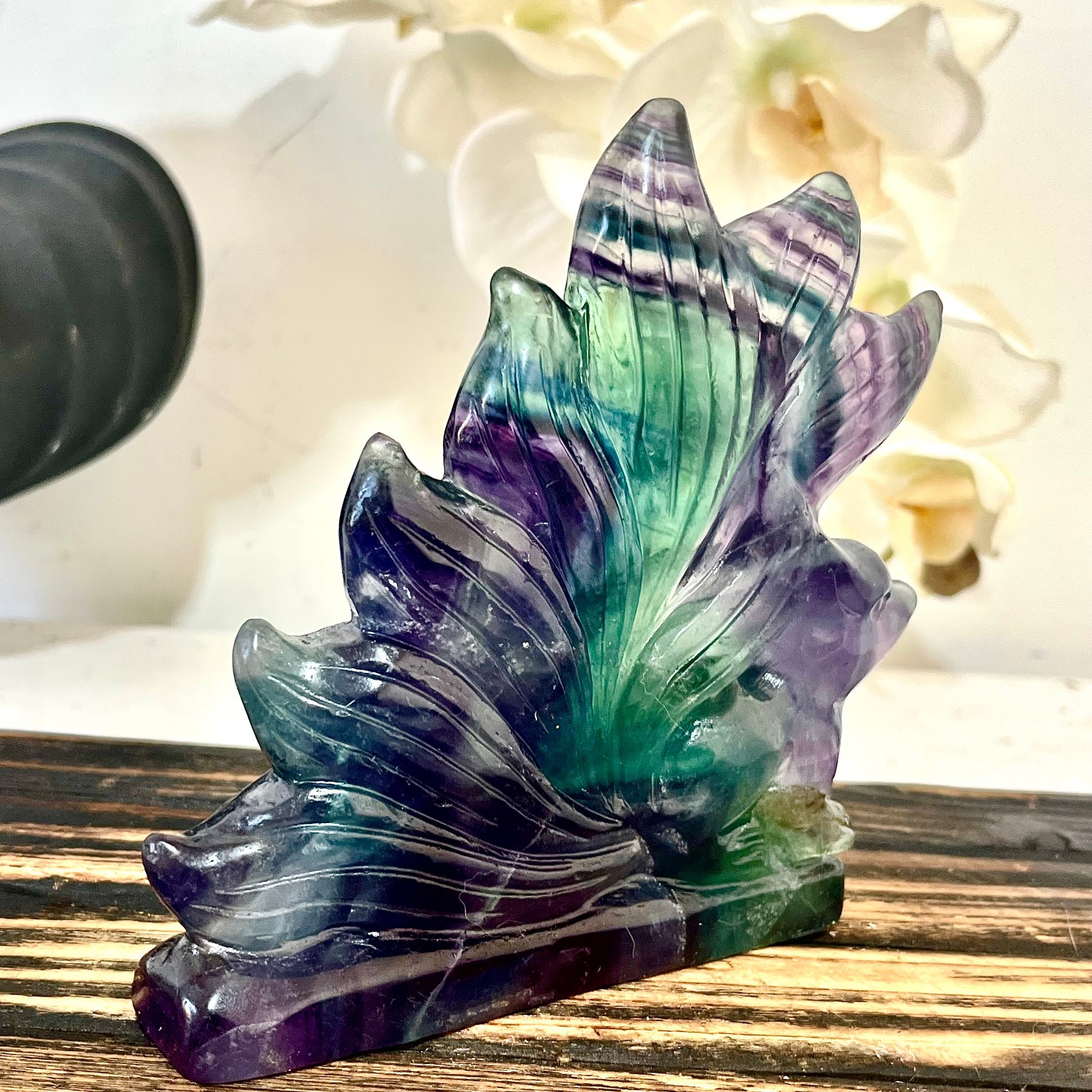 1.47LB Natural fluorite quartz products, hand carved and polished spiritual orna