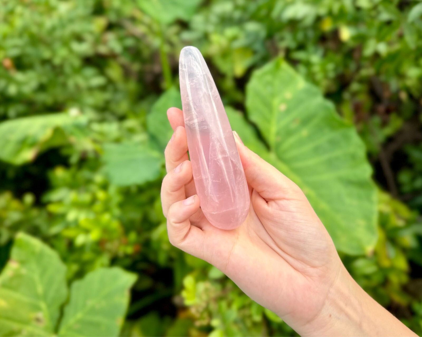 LARGE Rose Quartz Massage Wand, Natural Rose Quartz Crystal Wands – Choose Size