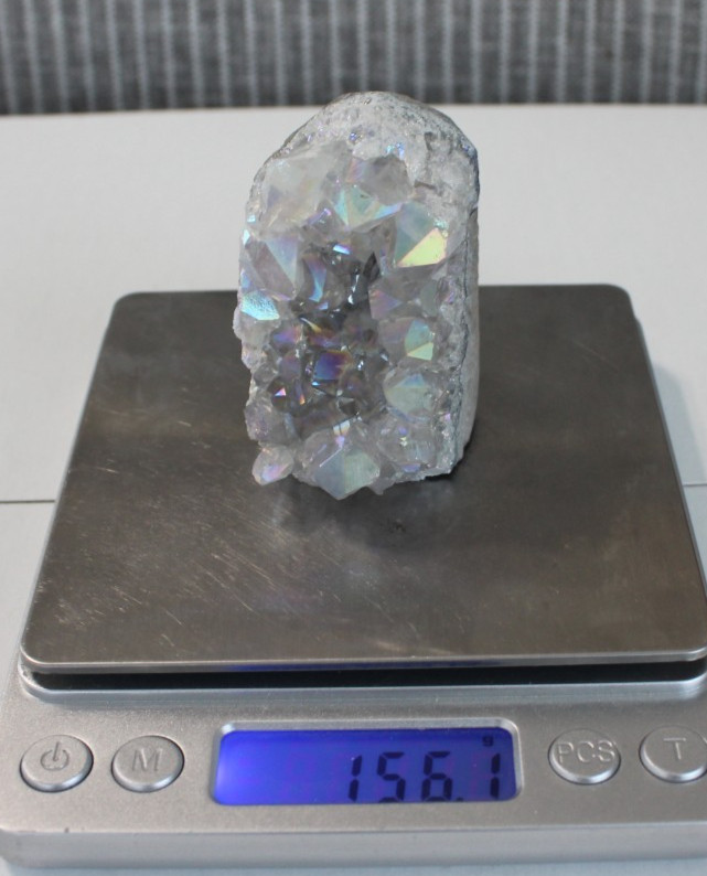 AURA COATED AMETHYST FREEFORM 2.25 INCHES TALL/ 156.1 GRAMS
