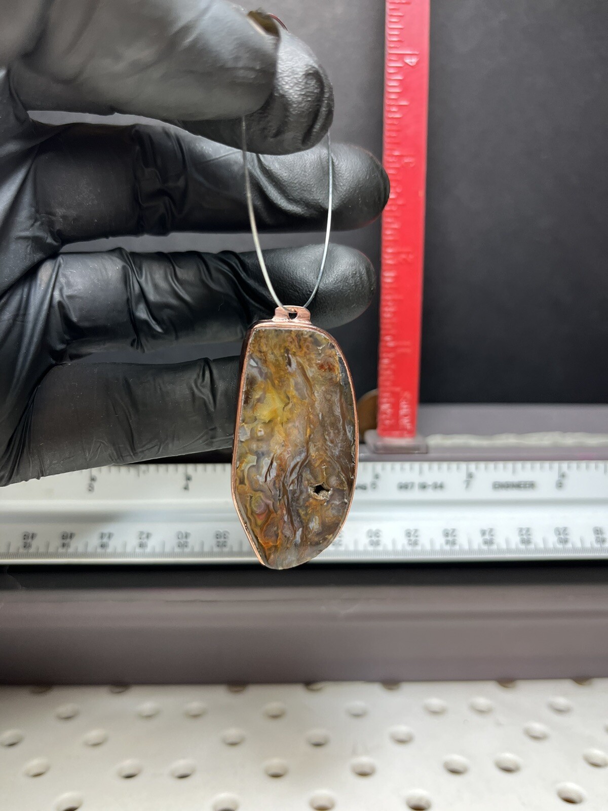 petrified wood/copper Pendant/J67 BOGO.01