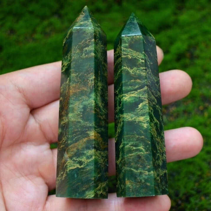 Emerald Crystal Tower Point Healing Crystal Obelisk Green Gemstone Tower Wand