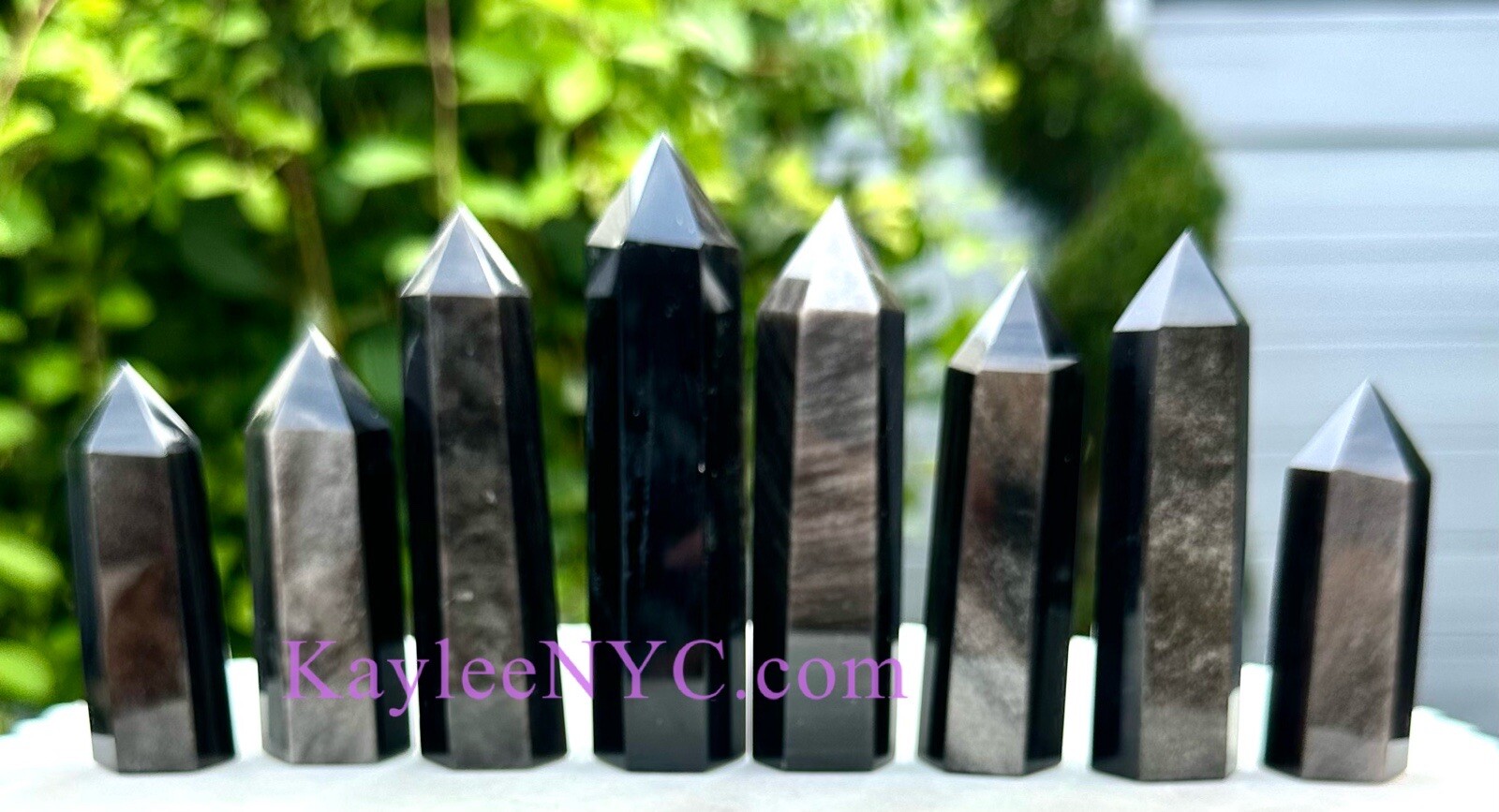 Wholesale Lot 1 Lb Natural Silver Sheen Obsidian Obelisk Tower Point Crystal