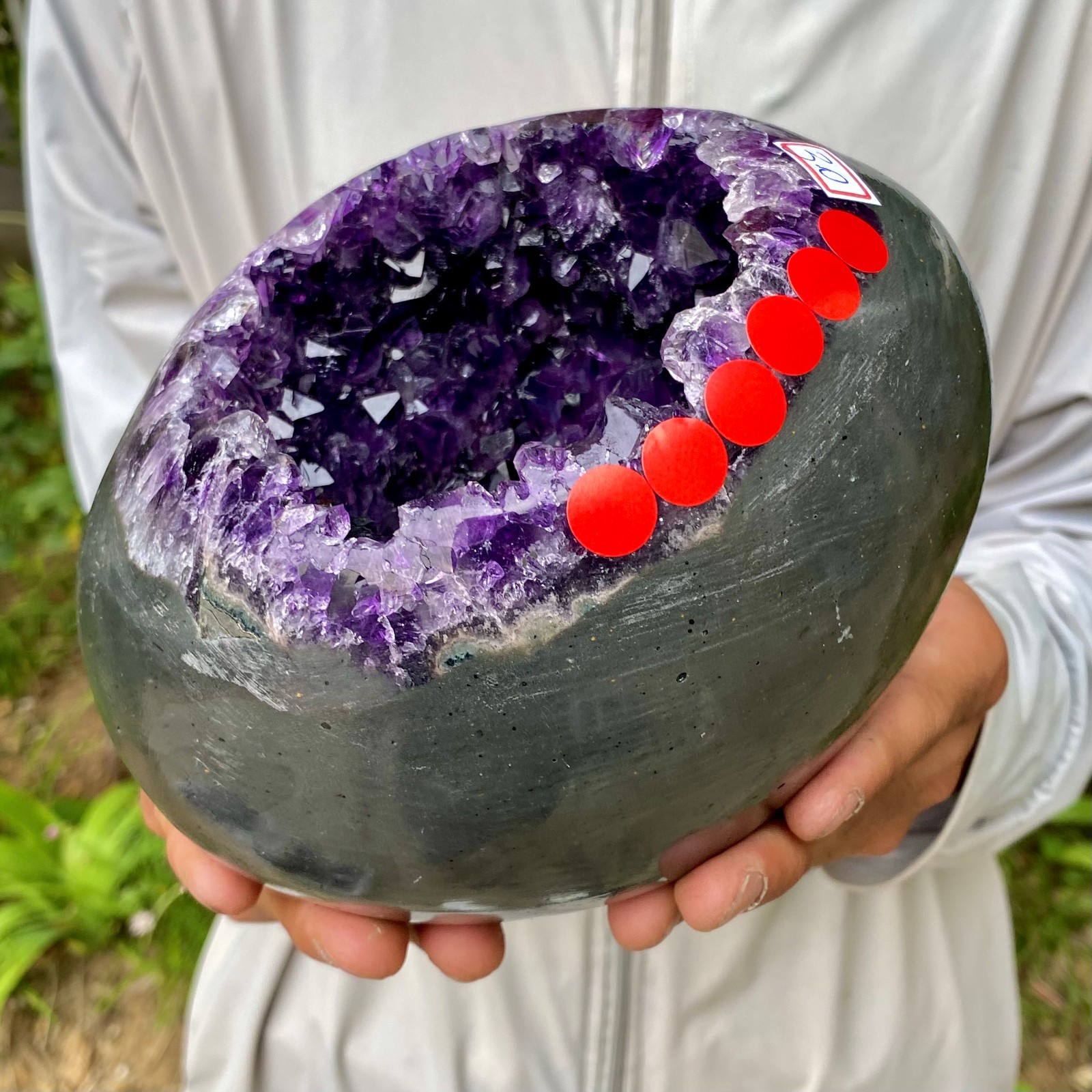 6.59LB High quality Natural Amethyst geode quartz crystal Dinosaur egg healing