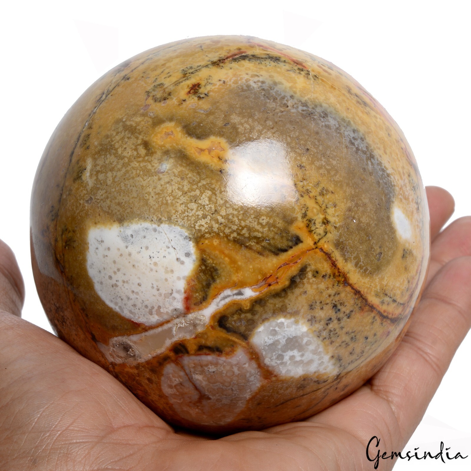 1.2 Kilo Natural Ocean Jasper Healing Crystal Mineral Gem Sphere/Ball With Stand