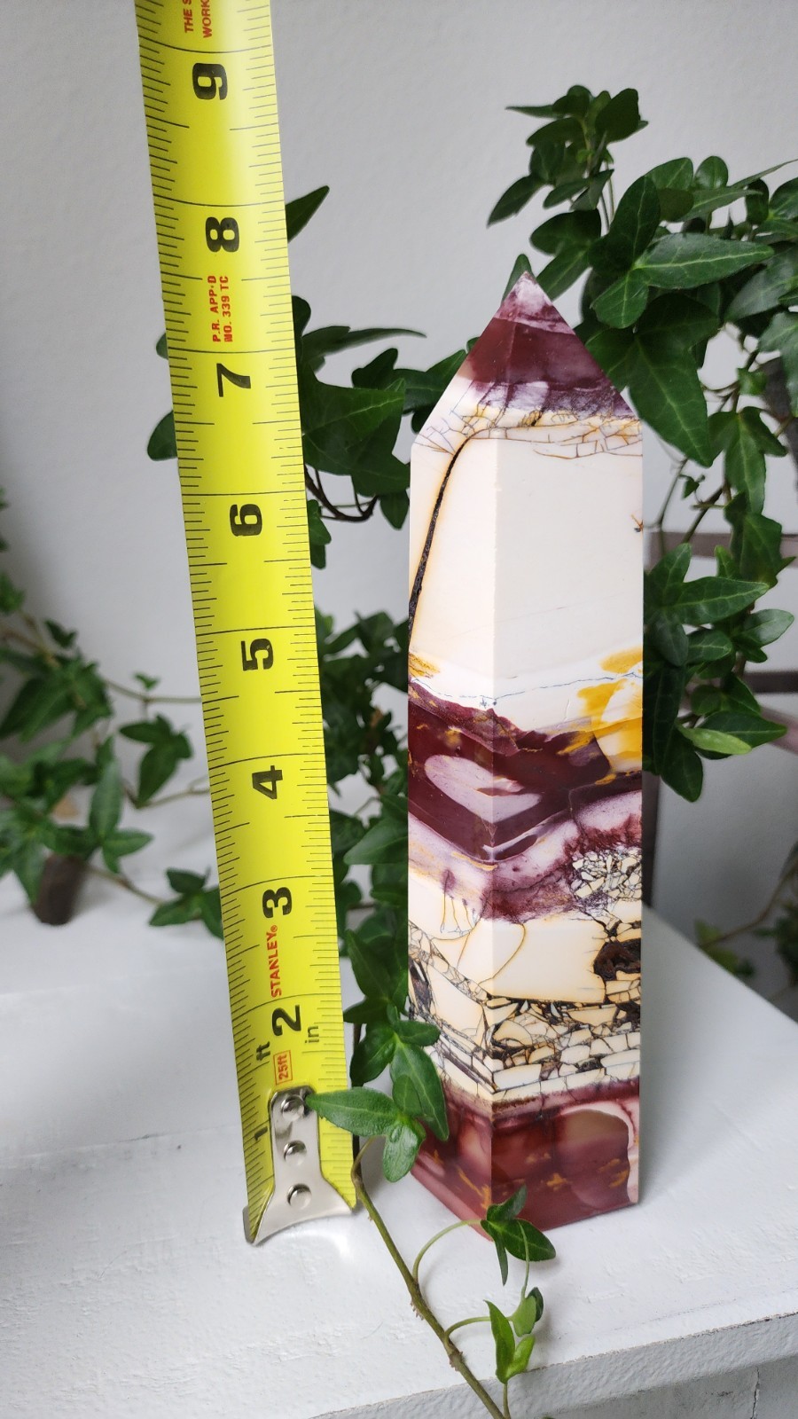 Polished Mookaite Jasper Crystal Point Tower Purple & White 8 in