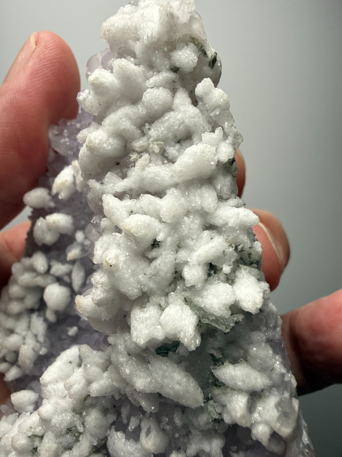 Attn Collectors! Amethyst with Snow White Calcite from Guanajuato, Mexico- RARE!