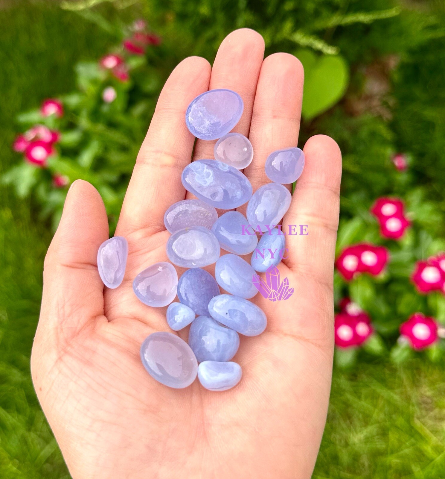 Wholesale Lot 1 Lb Natural Blue Chalcedony Mini Tumble Healing Energy