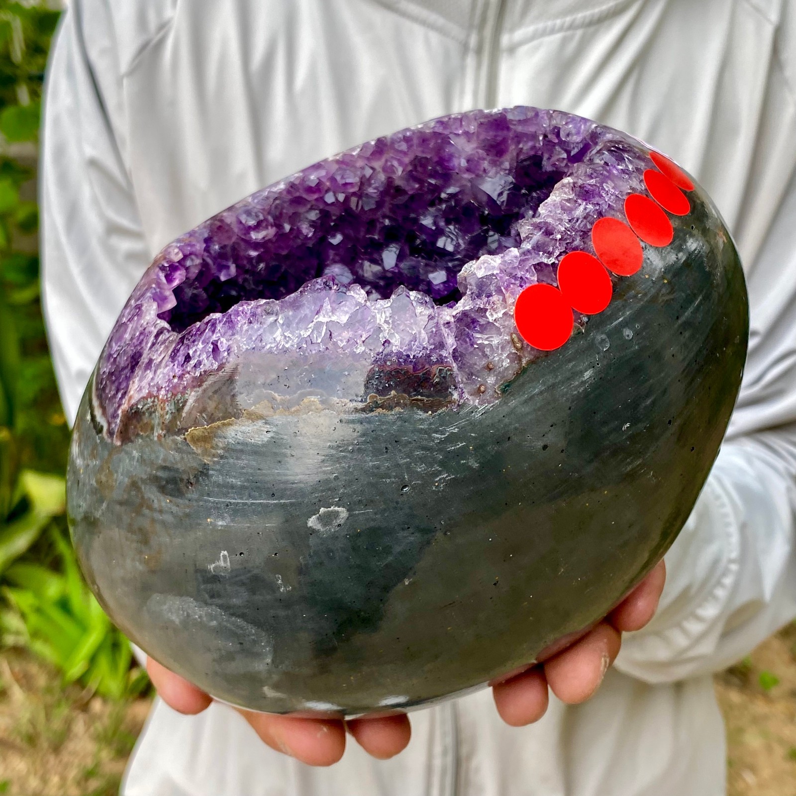 5.93LB Large Natural Amethyst geode quartz cluster crystal Egg specimen Healing