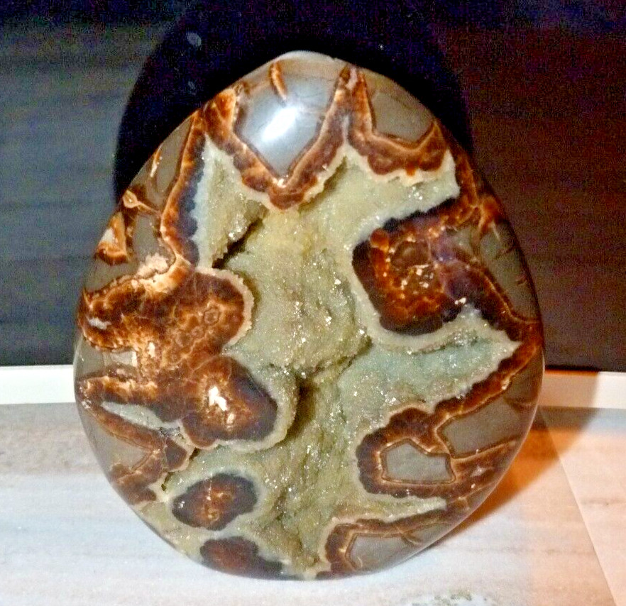 Natural Polished Septarian Geode Crystal 700g 5 1/4 Inches