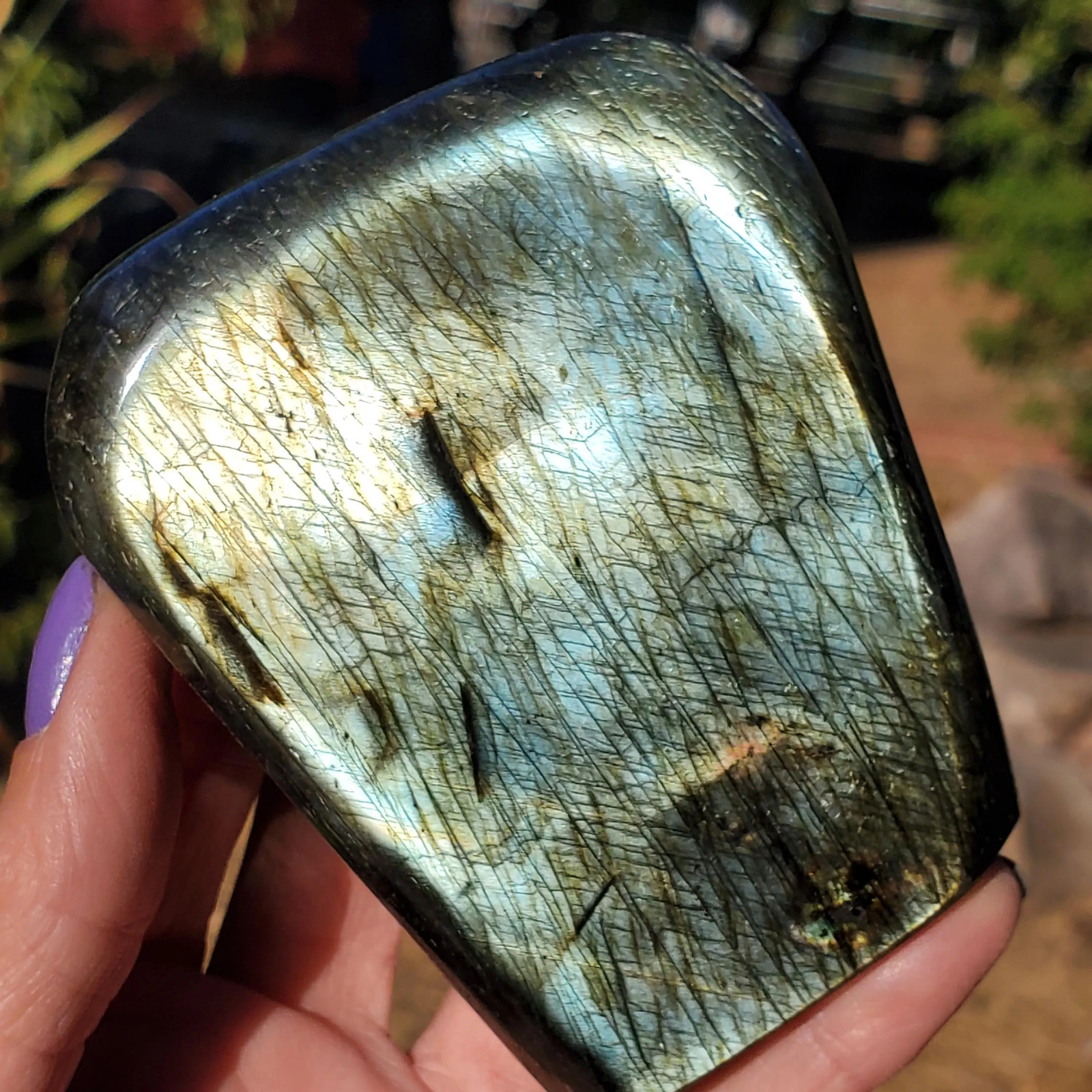 NO WAY! Double Colors on One Side Full Face Silver Green Labradorite Flash 340