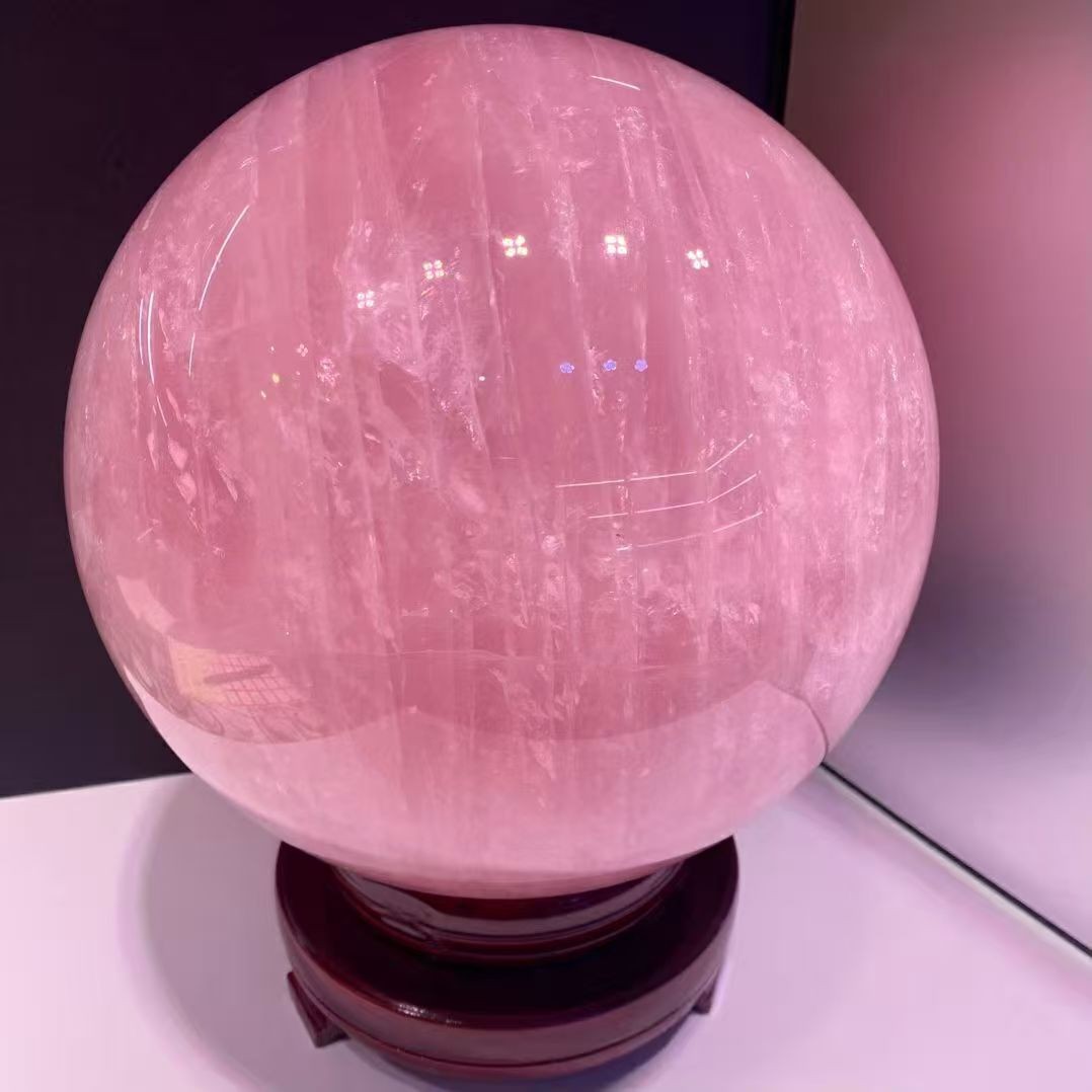32.8LB Natural Rose Quartz Sphere Quarzt Crystal Ball Reiki healing + stand