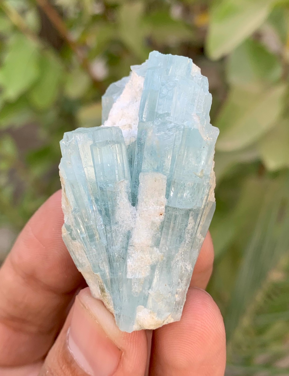 38 Gm Natural Sky Blue Aquamarine Crystal Cluster Specimen From Skardu Pakistan