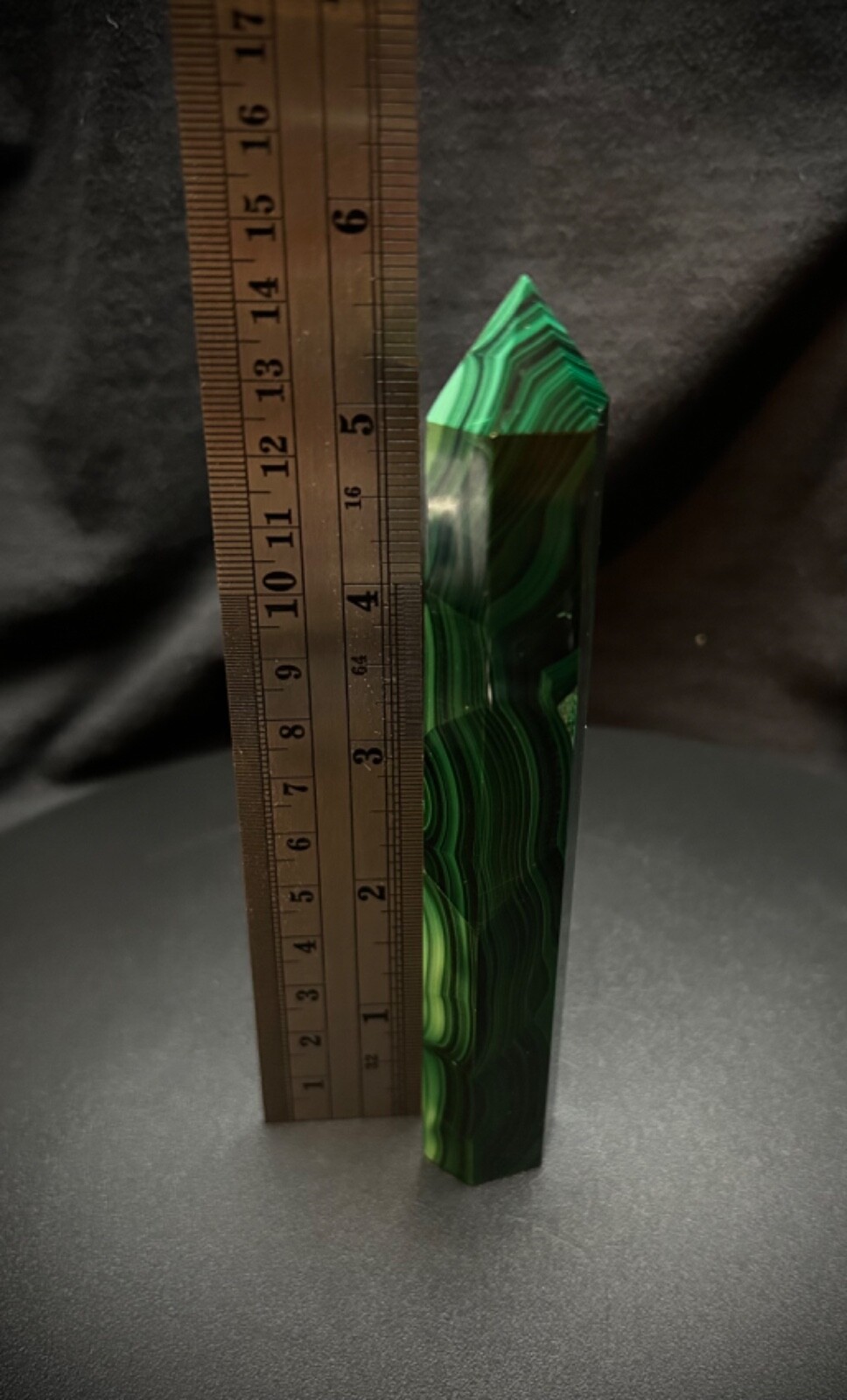 Gorgeous Malachite Tower 5.75″ tall 8oz