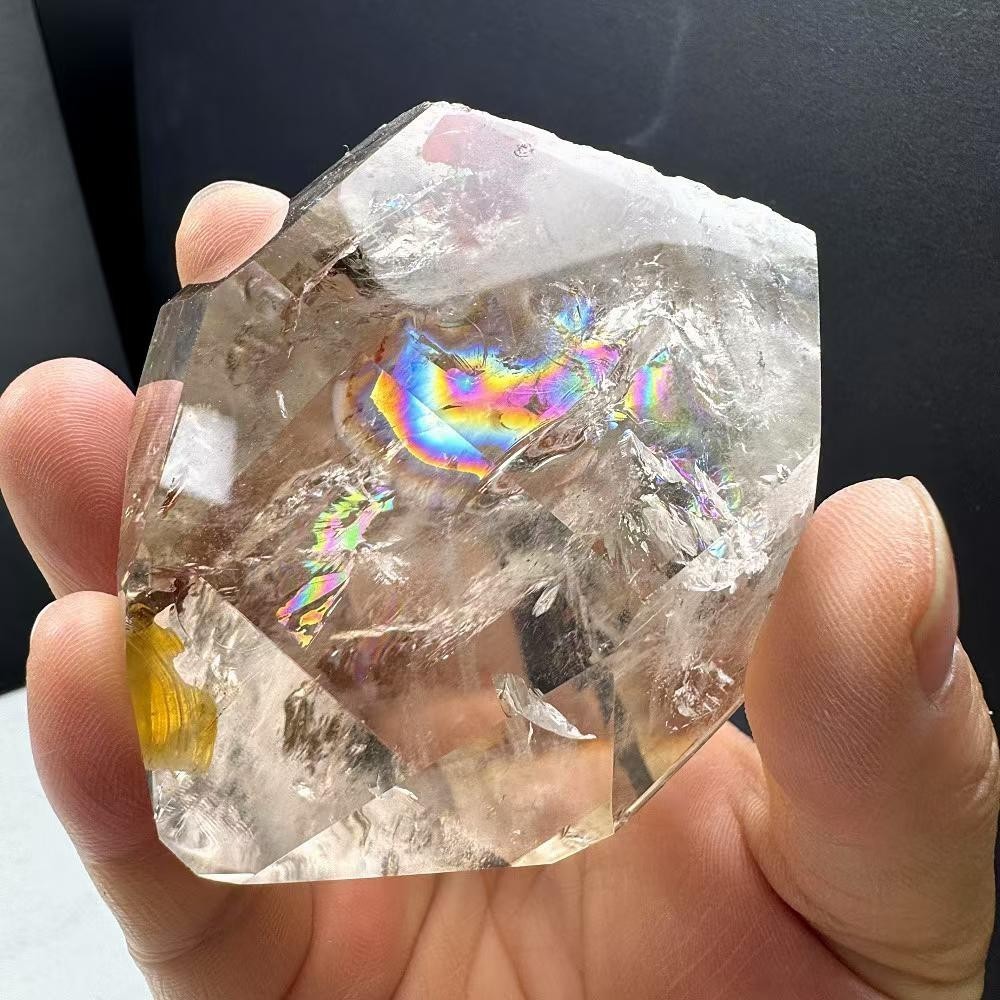 290g Natural Rainbow Smoky Quartz Obelisk Crystal Mineral Reiki Decor