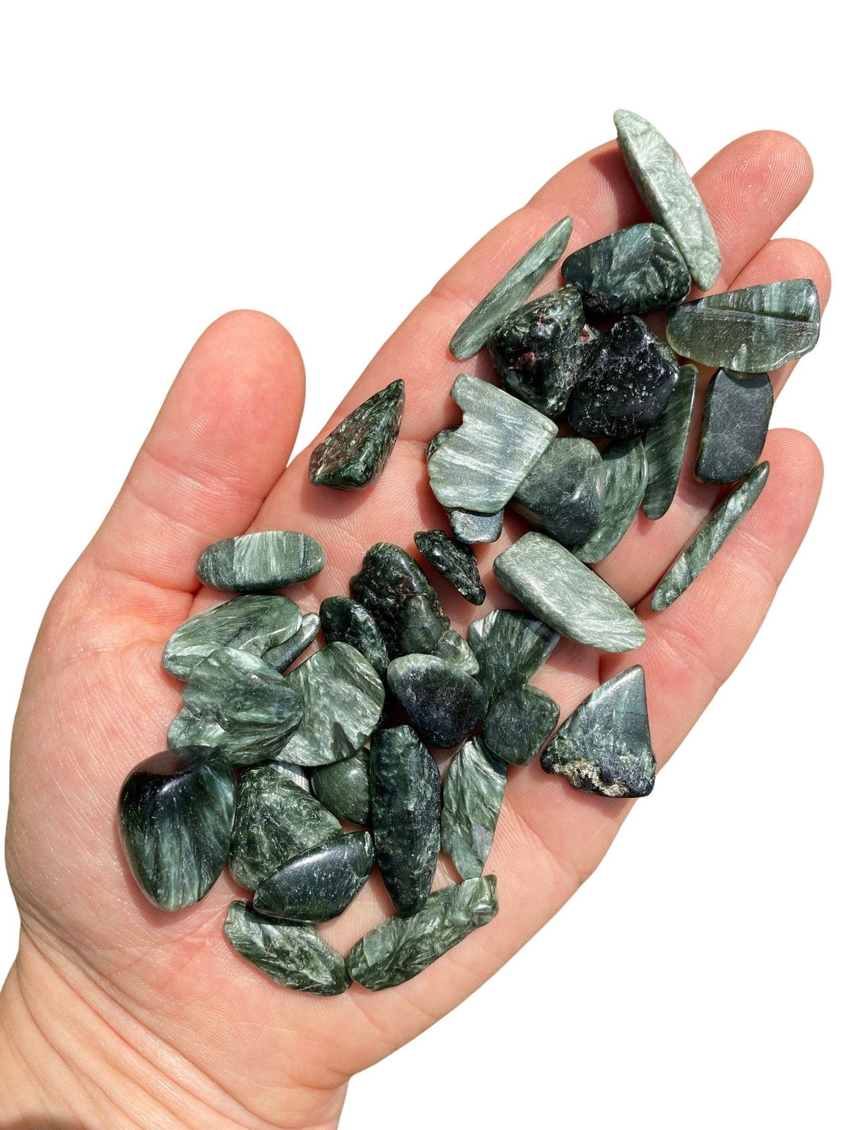 Seraphinite Tumbled Stone – Polished Natural Seraphinite Crystal from Siberia