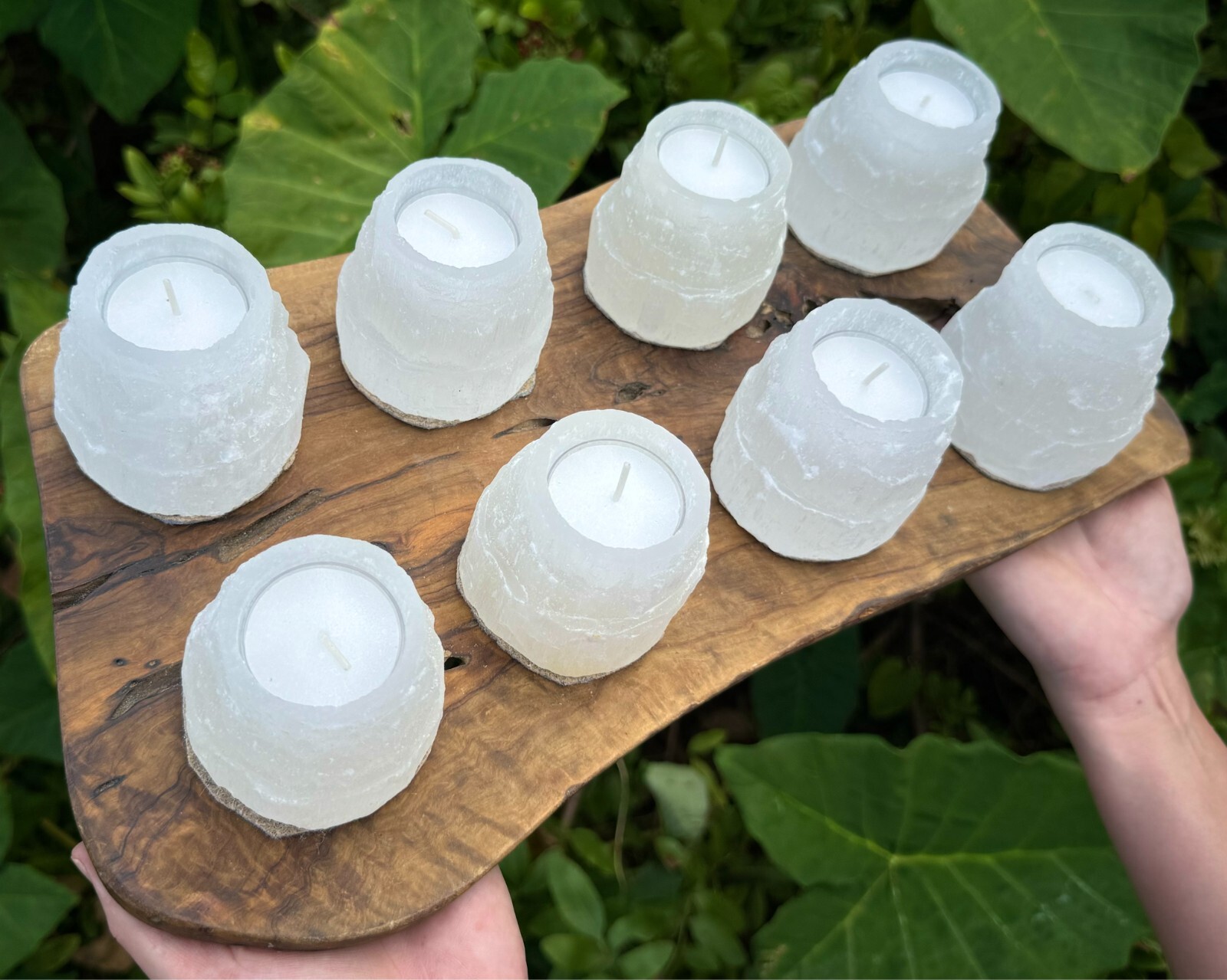 2.5″ Selenite Candle Holder for Tealight Candles (Selenite Iceberg, Tower)