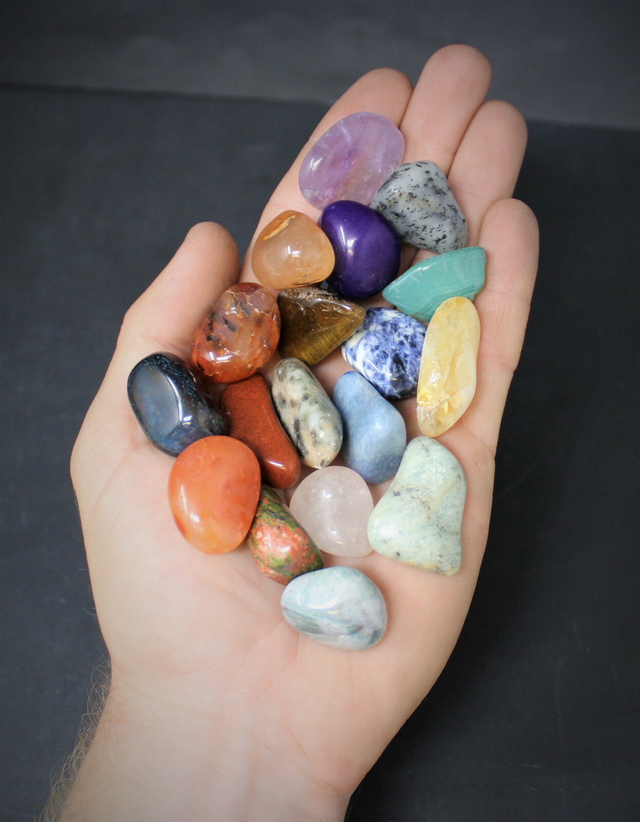 Assorted Mixed Tumbled Stones 2 lb Wholesale Bulk Lot MEDIUM Chakra Reiki Mix