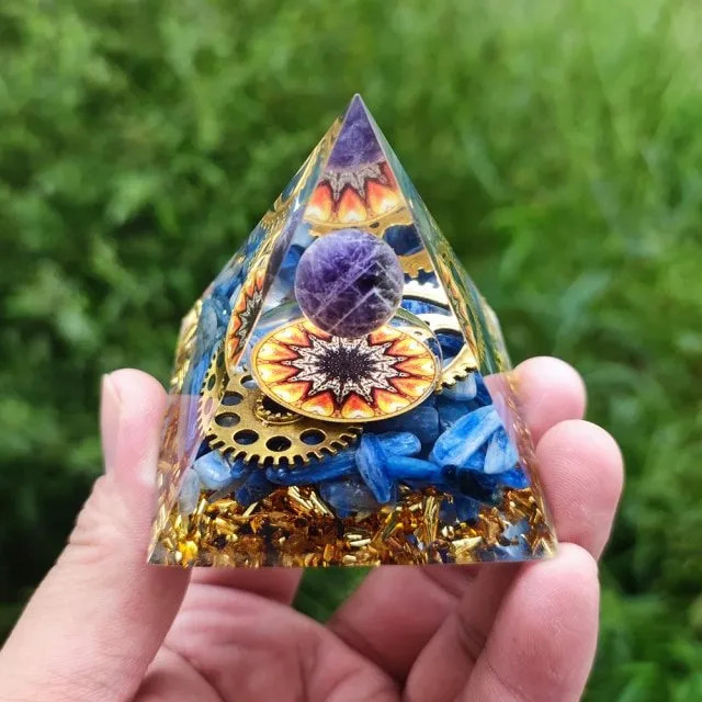 Amethyst Crystal Sphere Orgonite Pyramid Obsidian Chakra Energy Orgone Stone USA