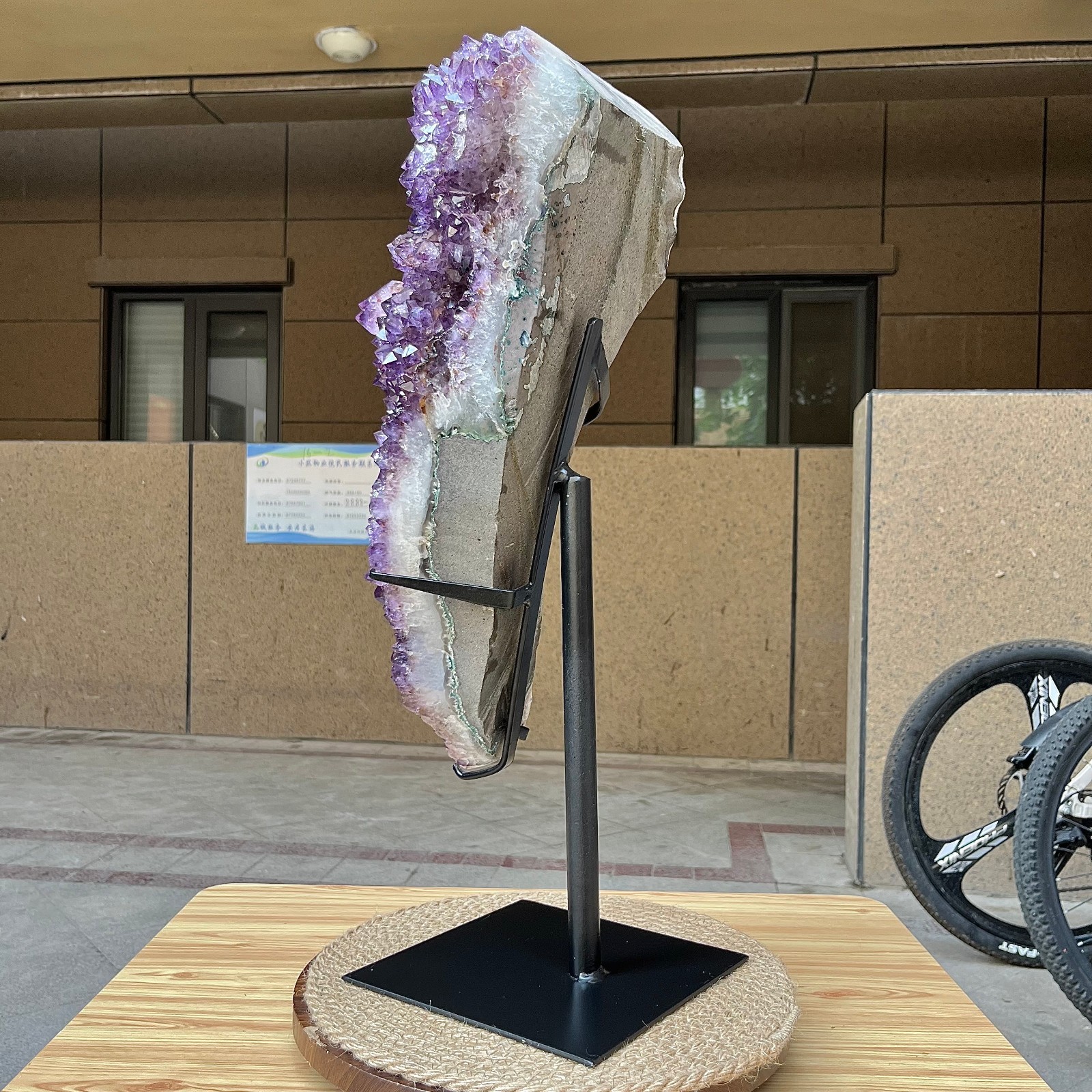 29.8 lb Natural Amethyst Cluster w/ Metal Stand Crystal Mineral Specimen