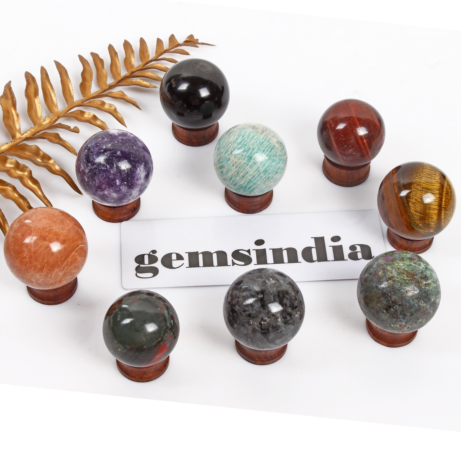 4030 Ct Natural Untreated Multi Gems Healing Crystal Sphere Ball With Stand 9 Pc