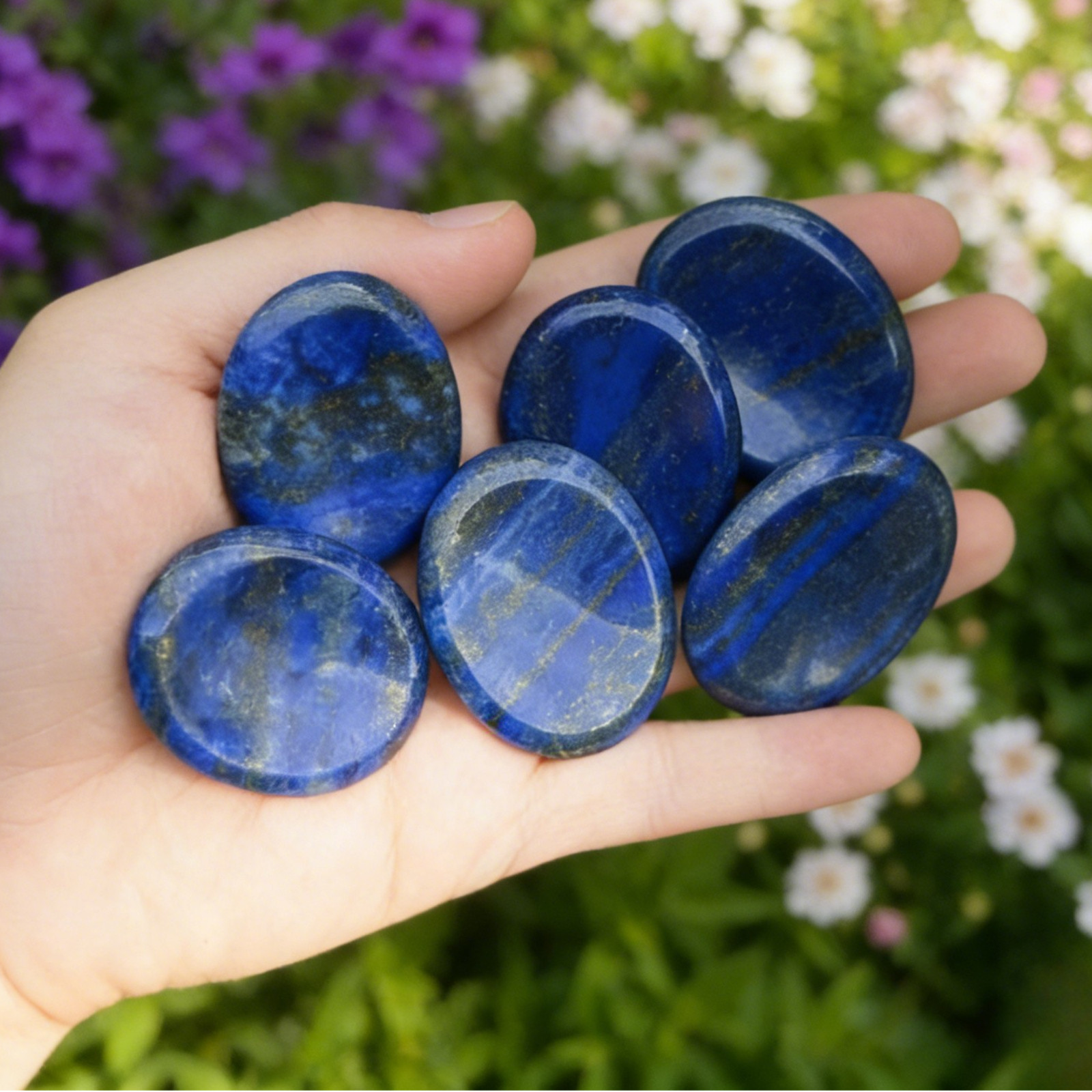 1pc Natural Lapis Lazuli Worry Stone Healing Crystal Meditation Home Decor Gift