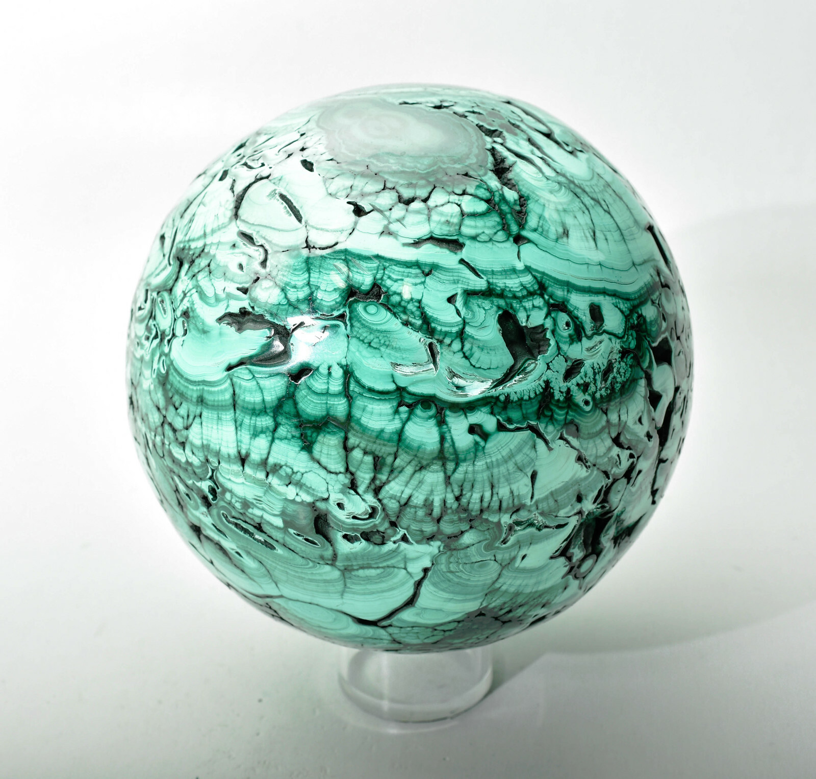5.31″ Beautiful POLISHED MALACHITE SPHERE With Stand – No Filler Congo E565