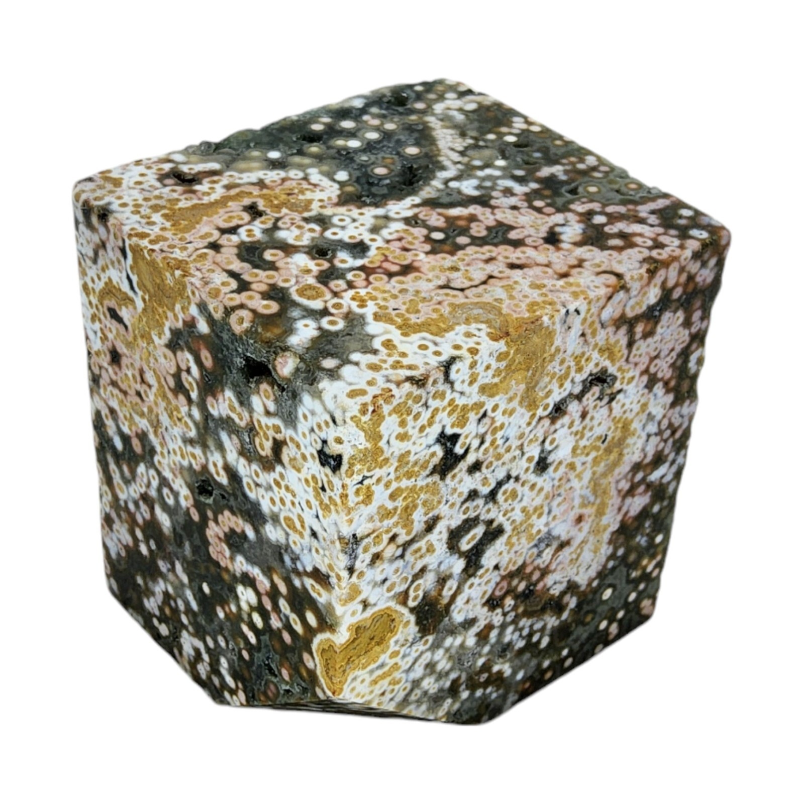 Ocean Jasper, 1 5/8 inch, cube, high quality, orbicular, specimen, #R-6272
