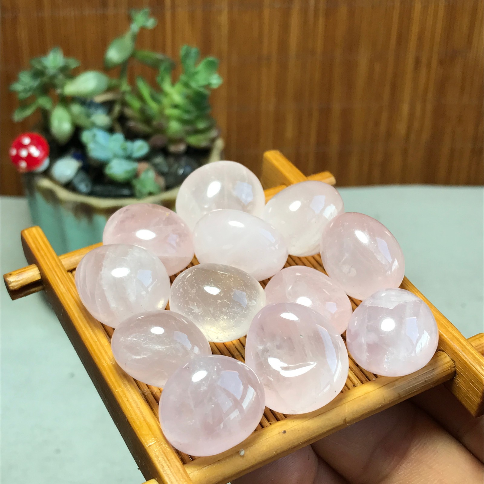 12pcs Natural pink rose quartz Crystal gemstone Polish Mineral Specimen 93g 5716