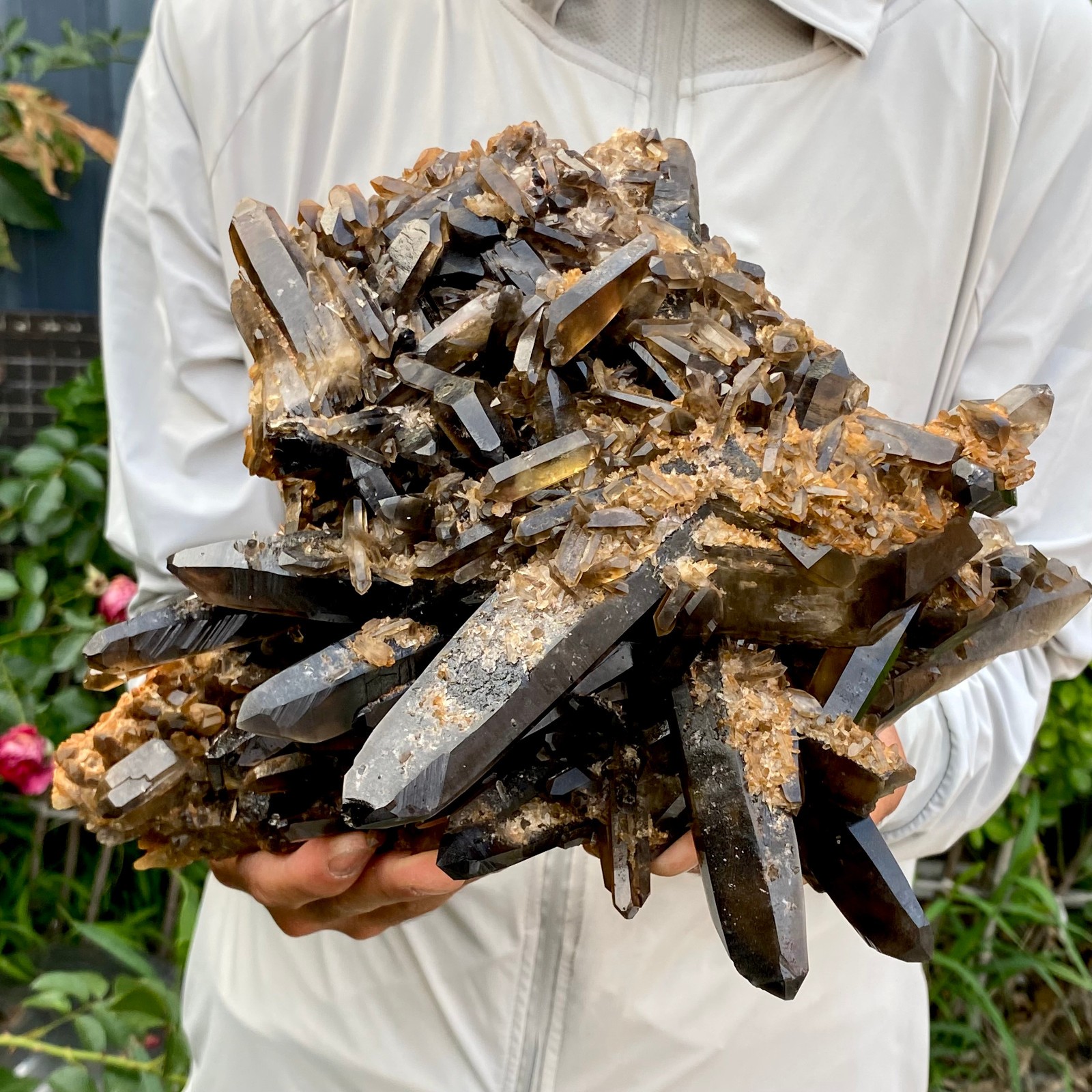 9.7LB Large Natural Black Smoky Quartz Crystal Cluster Raw Mineral Specimen