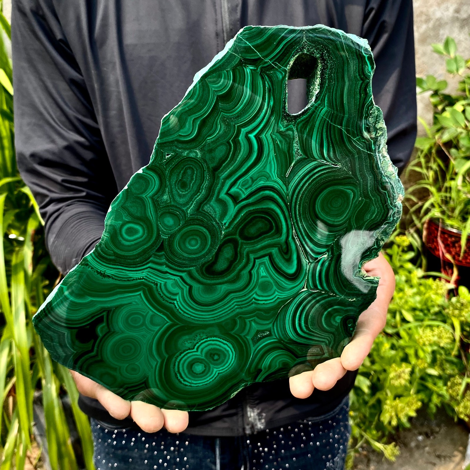 3.85LB Natural Green Malachite Slab Quartz Crystal Slice Ore Specimen Healing