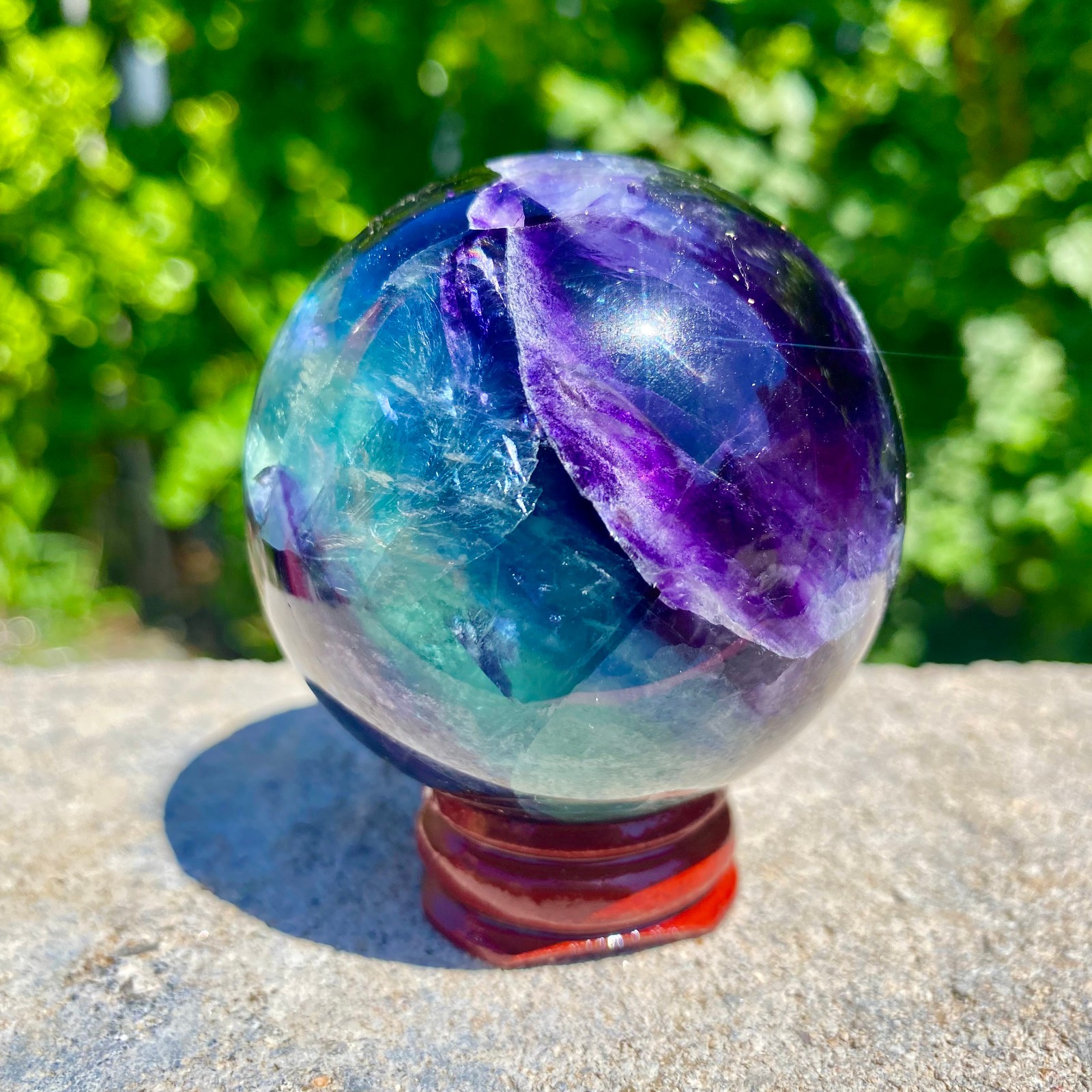 304G natural Green fluorite ball quartz crystal Sphere Reiki energy healing