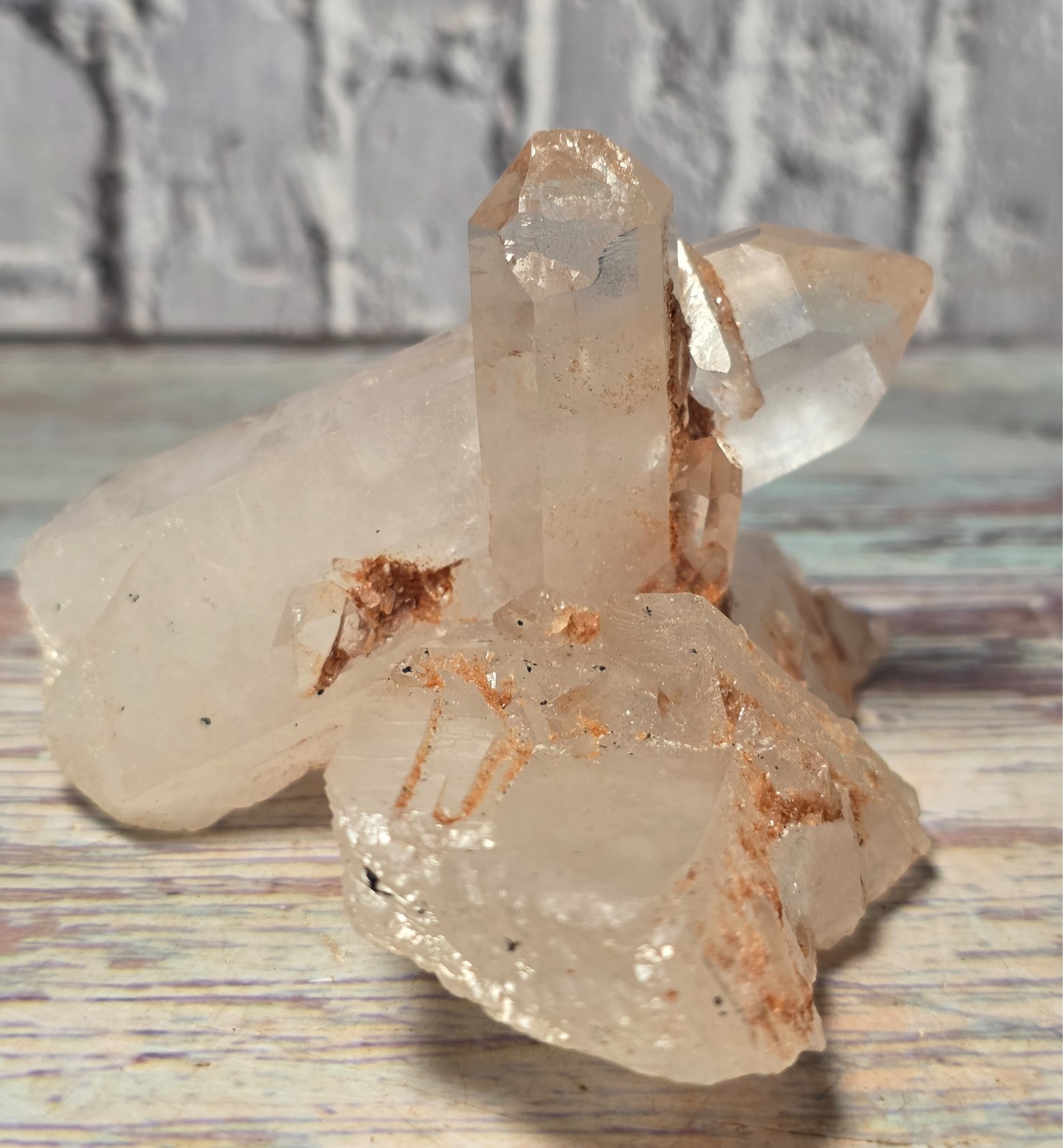 3 Piece Natural Quartz Crystal Specimen Lot Rutile Included Quartz Cluster