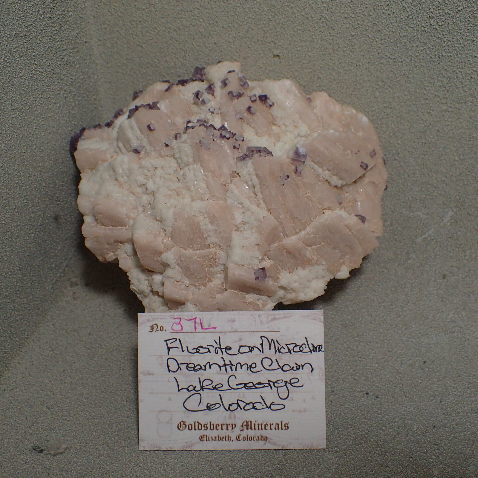 Fluorite on Microcline, Dreamtime Claim, Lake George, Colorado