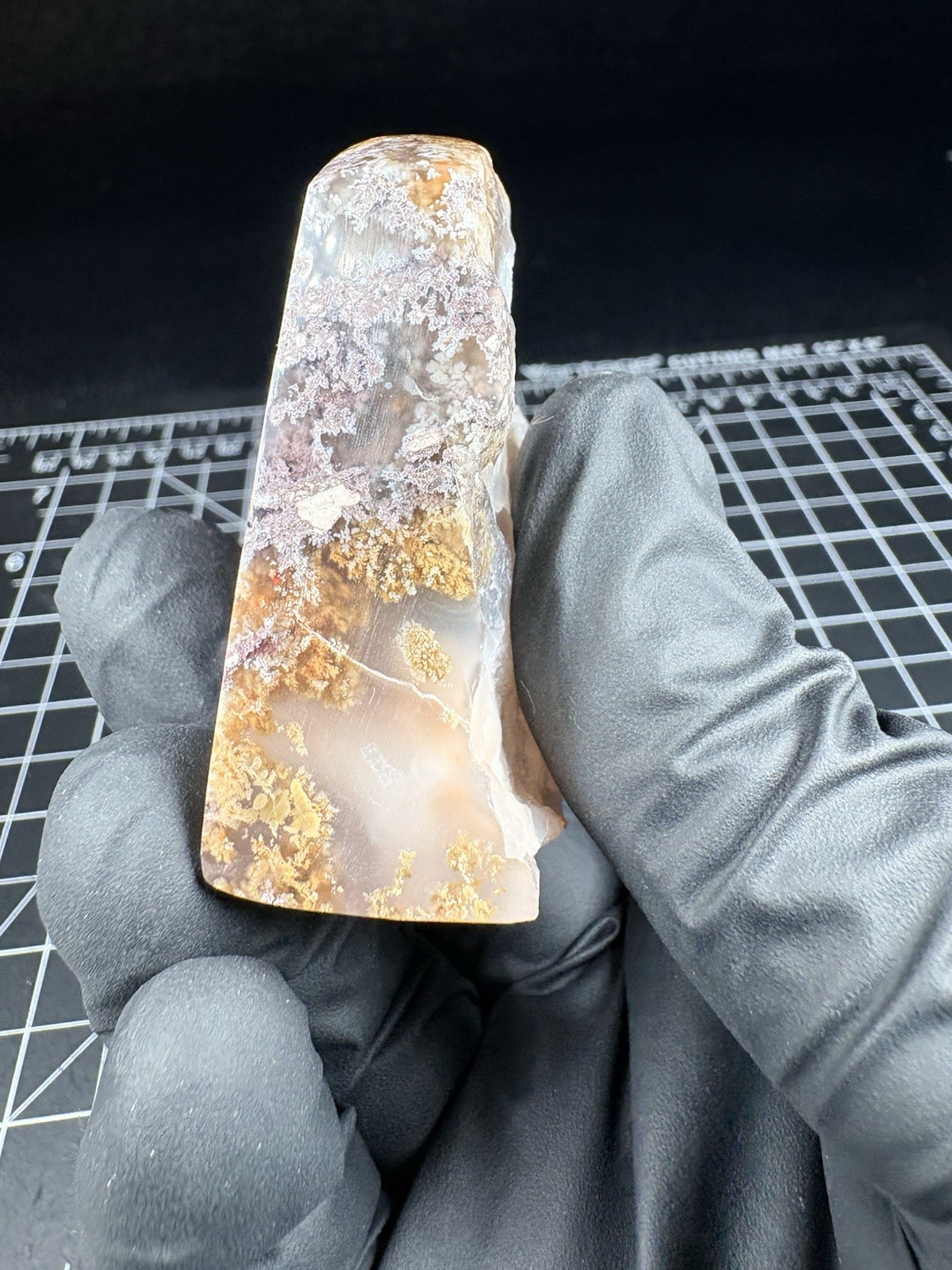 Oregon Moss Agate Free Form Polished Collector Specimen Display Foot Cut Unique