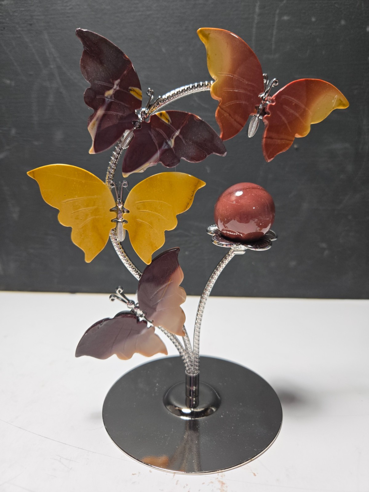 STUNNING BUTTERFLY MOOKAITE SPHERE HOLDER (2 spheres included) – BEAUTIFUL!! P45
