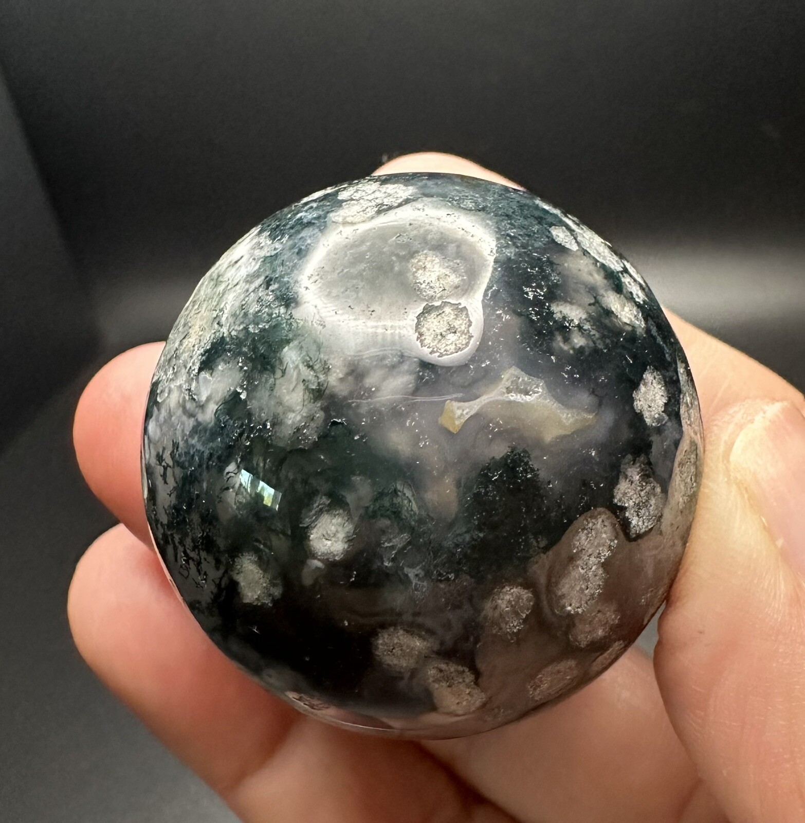 Green Moss Agate Crystal Sphere Spider Stand Free Shipping