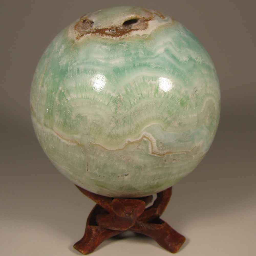 2.8″ Blue CARIBBEAN CALCITE Aragonite Sphere w/ Stand– Afghanistan – 71mm – 1 lb